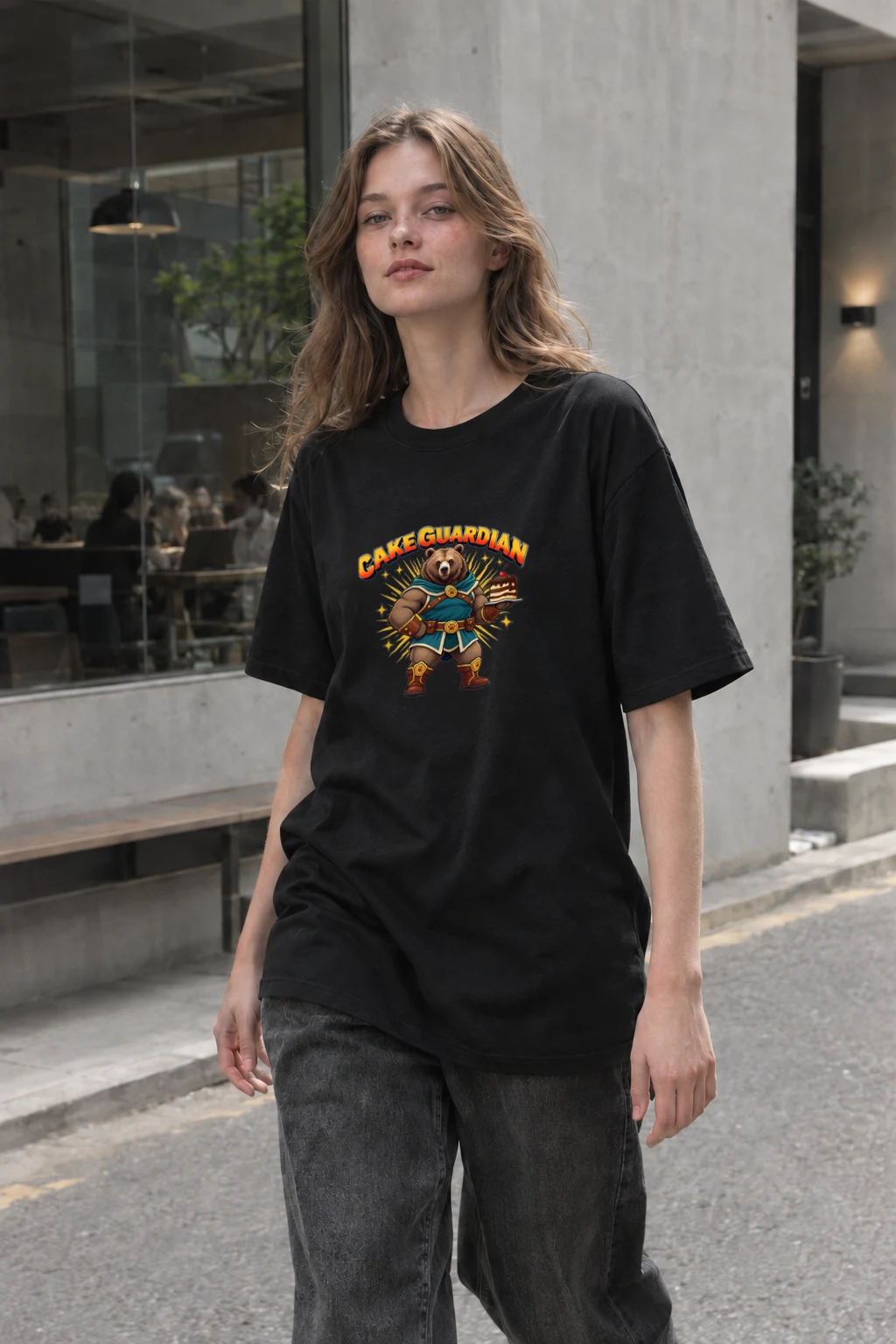 "Cakeguardian Bear" Heavyweight Unisex Crewneck T-shirt | Gildan 5000