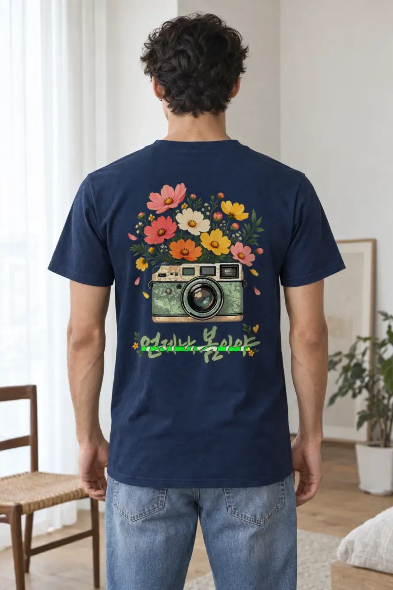 "Camera In Bloom" Heavyweight Unisex Crewneck T-shirt | Gildan 5000