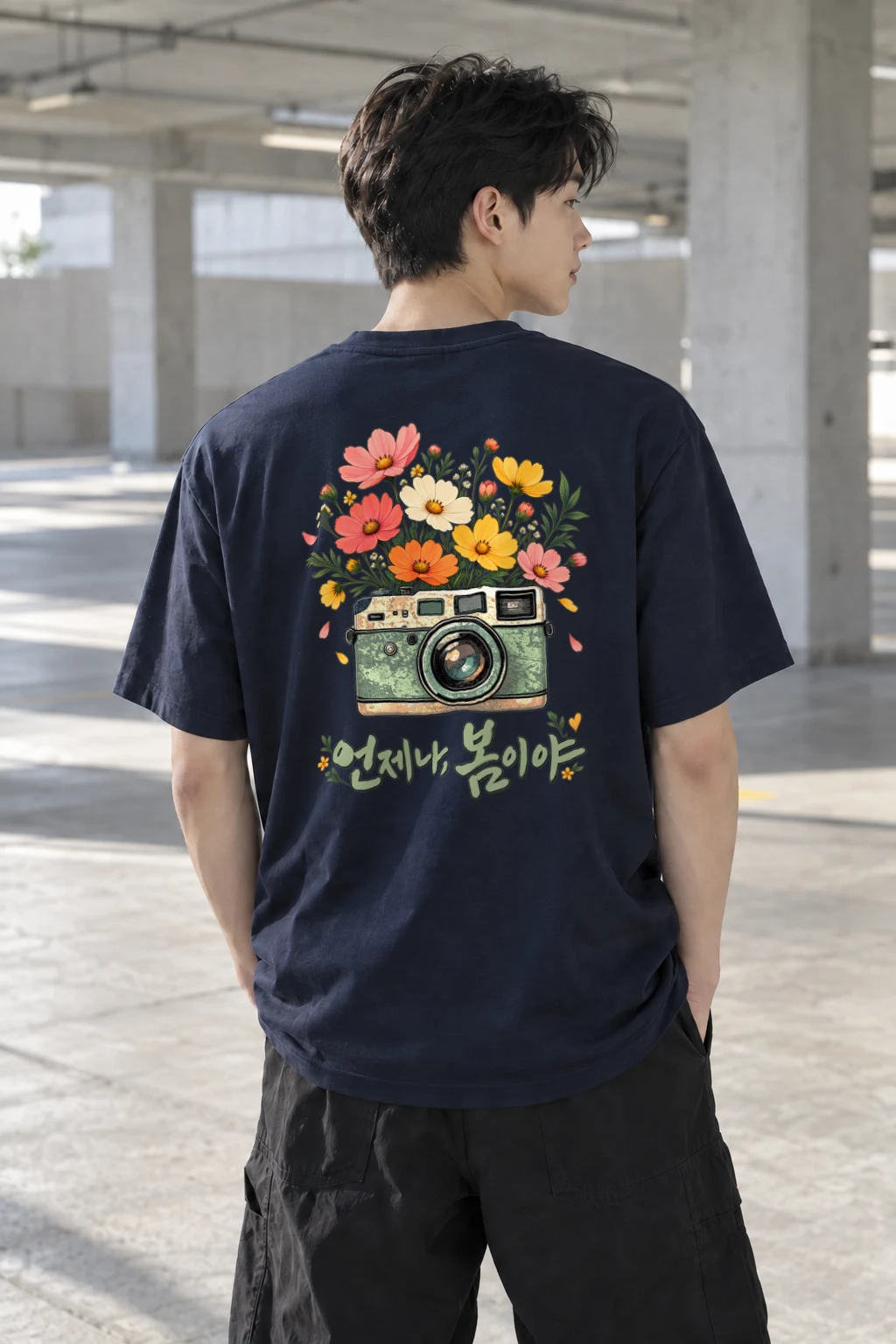 "Camera In Bloom" Heavyweight Unisex Crewneck T-shirt | Gildan 5000