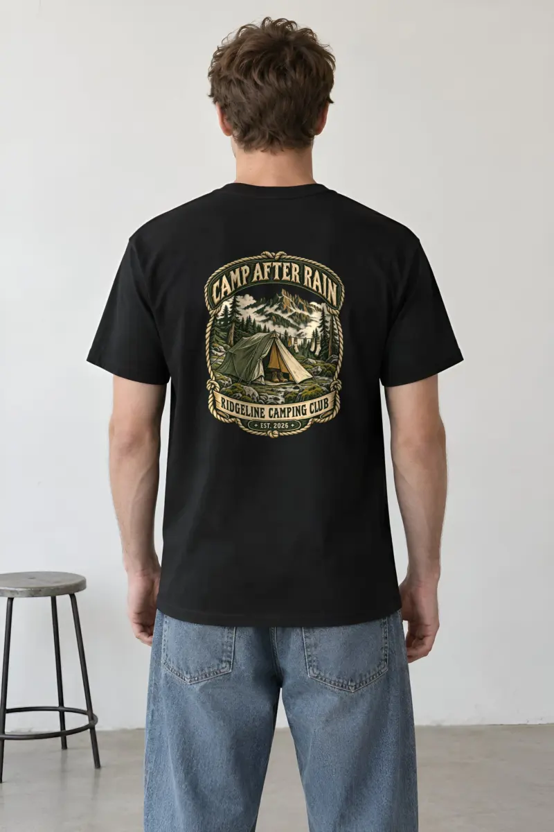 "CAMP AFTER RAIN" Heavyweight Unisex Crewneck T-shirt