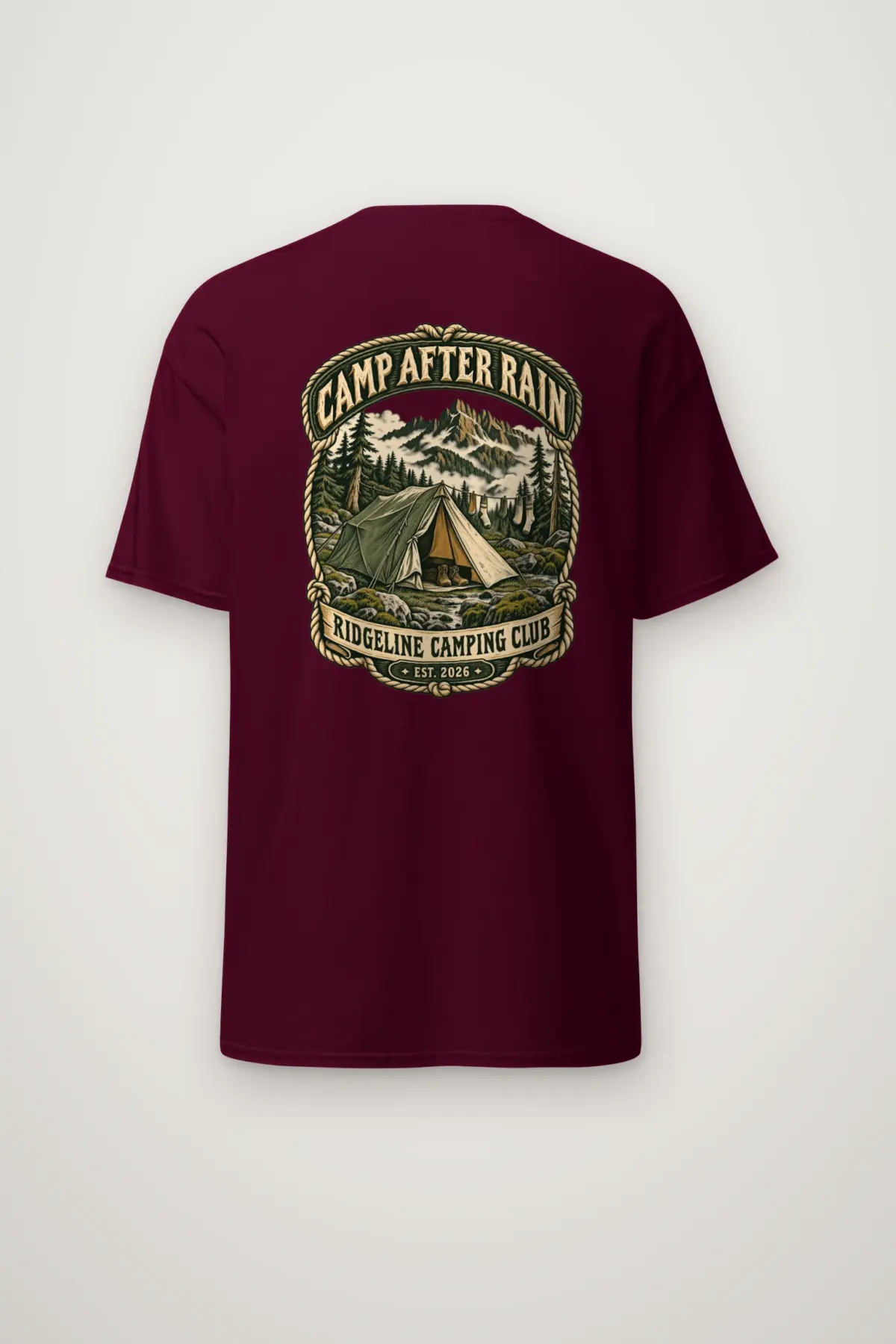 "CAMP AFTER RAIN" Heavyweight Unisex Crewneck T-shirt