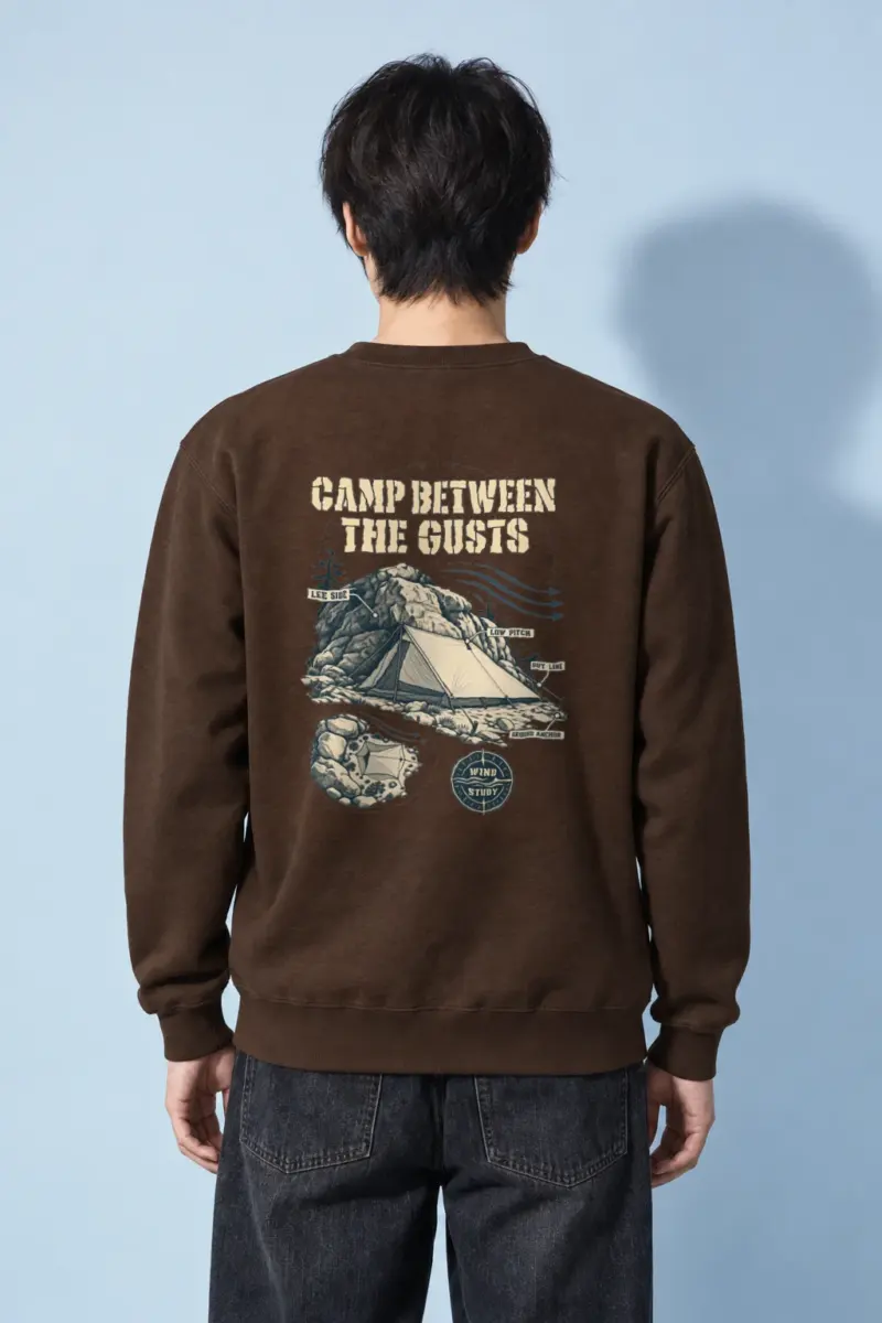 “Camp Between the Gusts” Heavy Blend Unisex Crewneck Sweatshirt