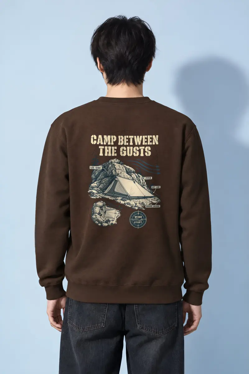 "Camp Between the Gusts" Heavy Blend Unisex Crewneck Sweatshirt