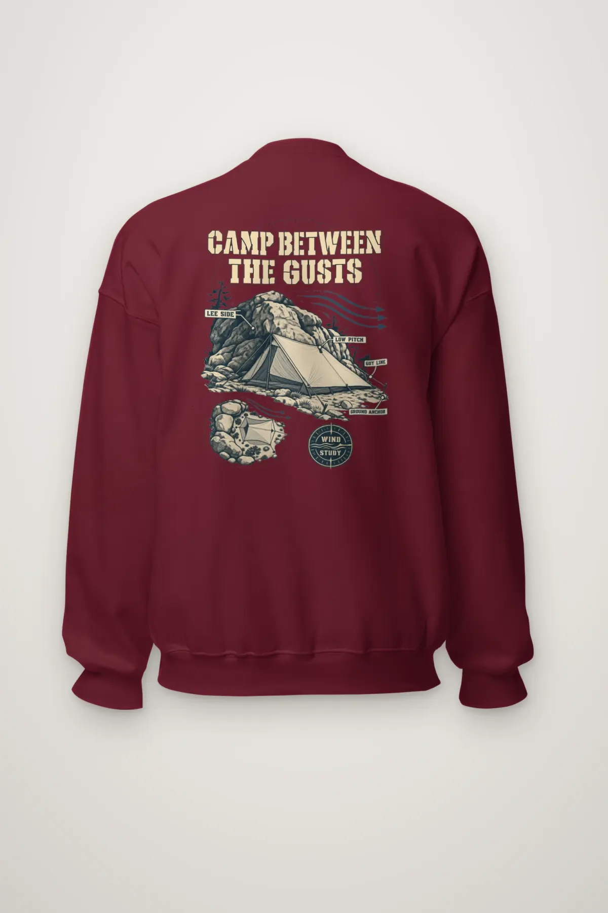 "Camp Between the Gusts" Heavy Blend Unisex Crewneck Sweatshirt