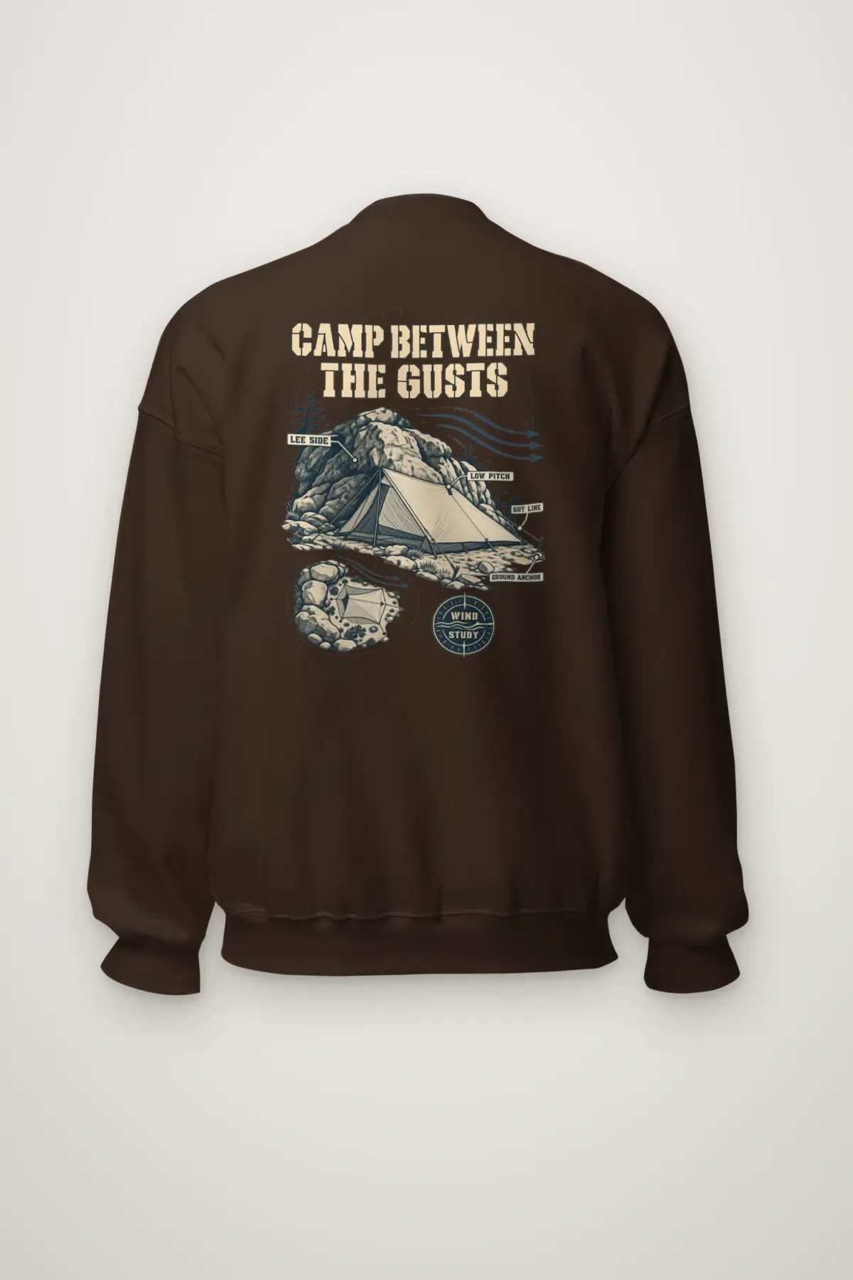 "Camp Between the Gusts" Heavy Blend Unisex Crewneck Sweatshirt