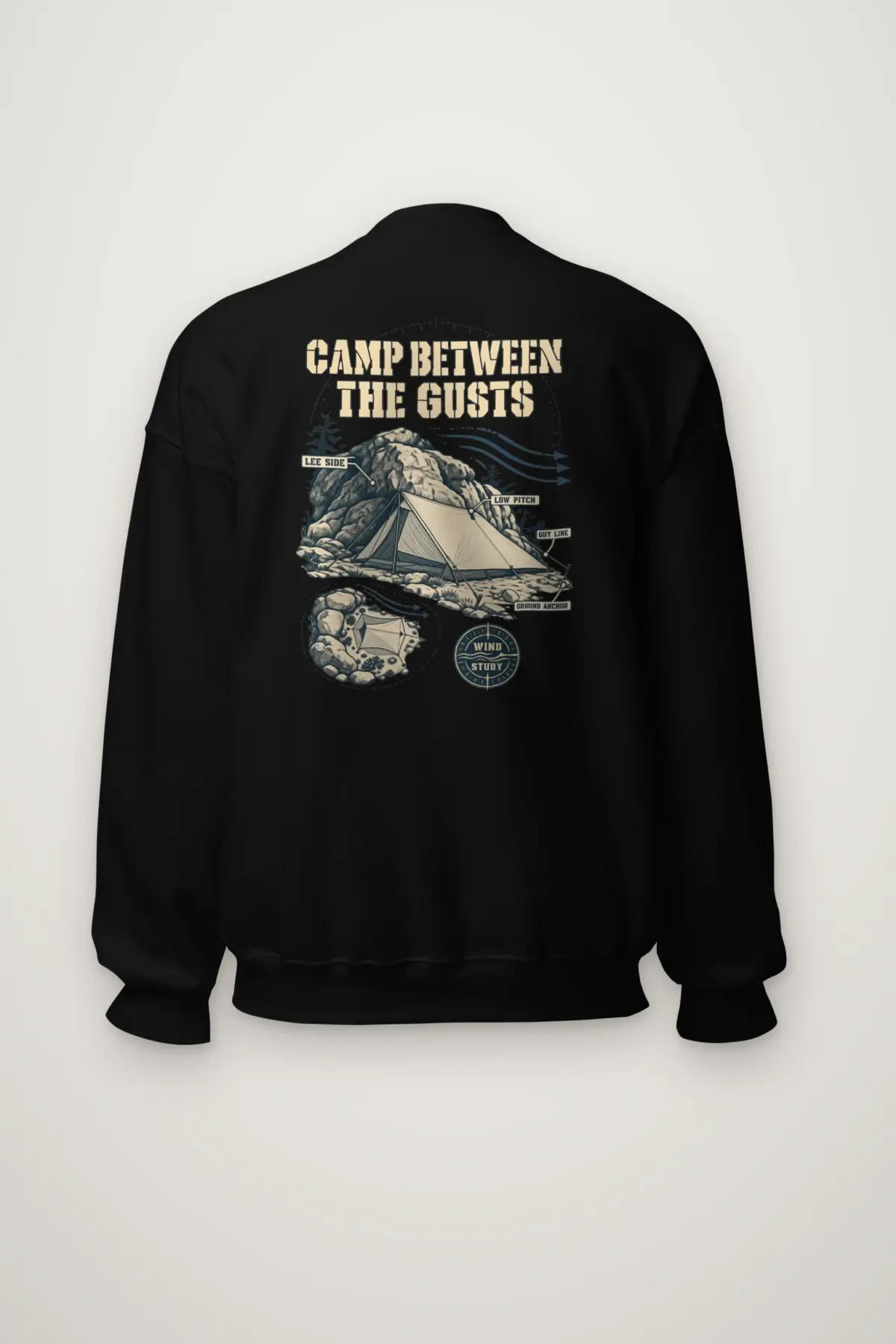 "Camp Between the Gusts" Heavy Blend Unisex Crewneck Sweatshirt