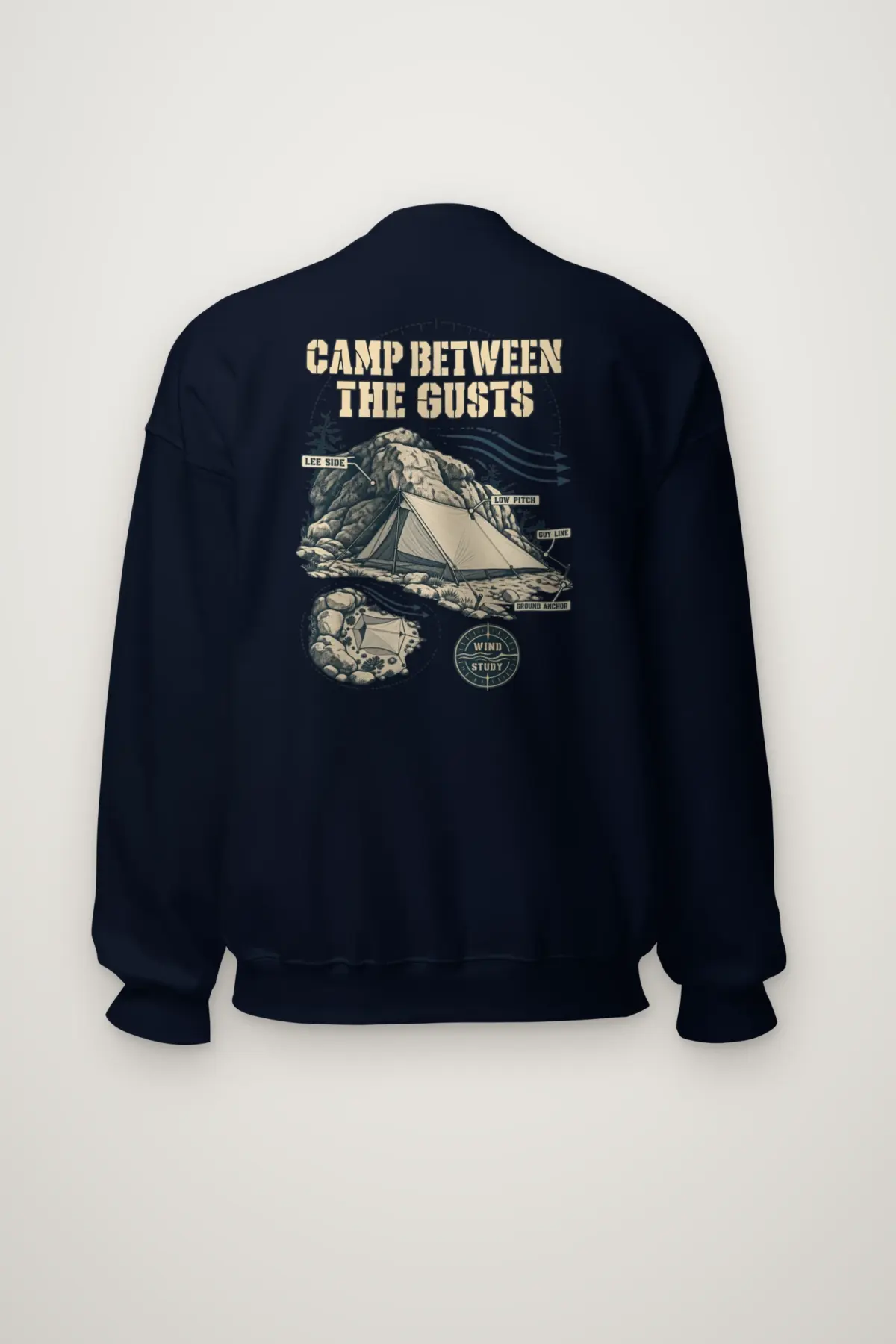 "Camp Between the Gusts" Heavy Blend Unisex Crewneck Sweatshirt