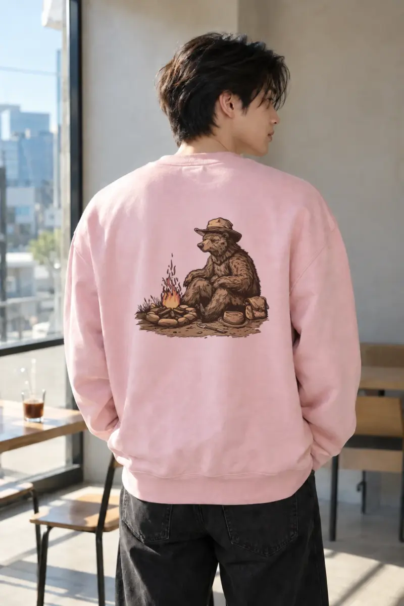 “Campfire Bear” Heavy Blend Unisex Crewneck Sweatshirt | Gildan 18000