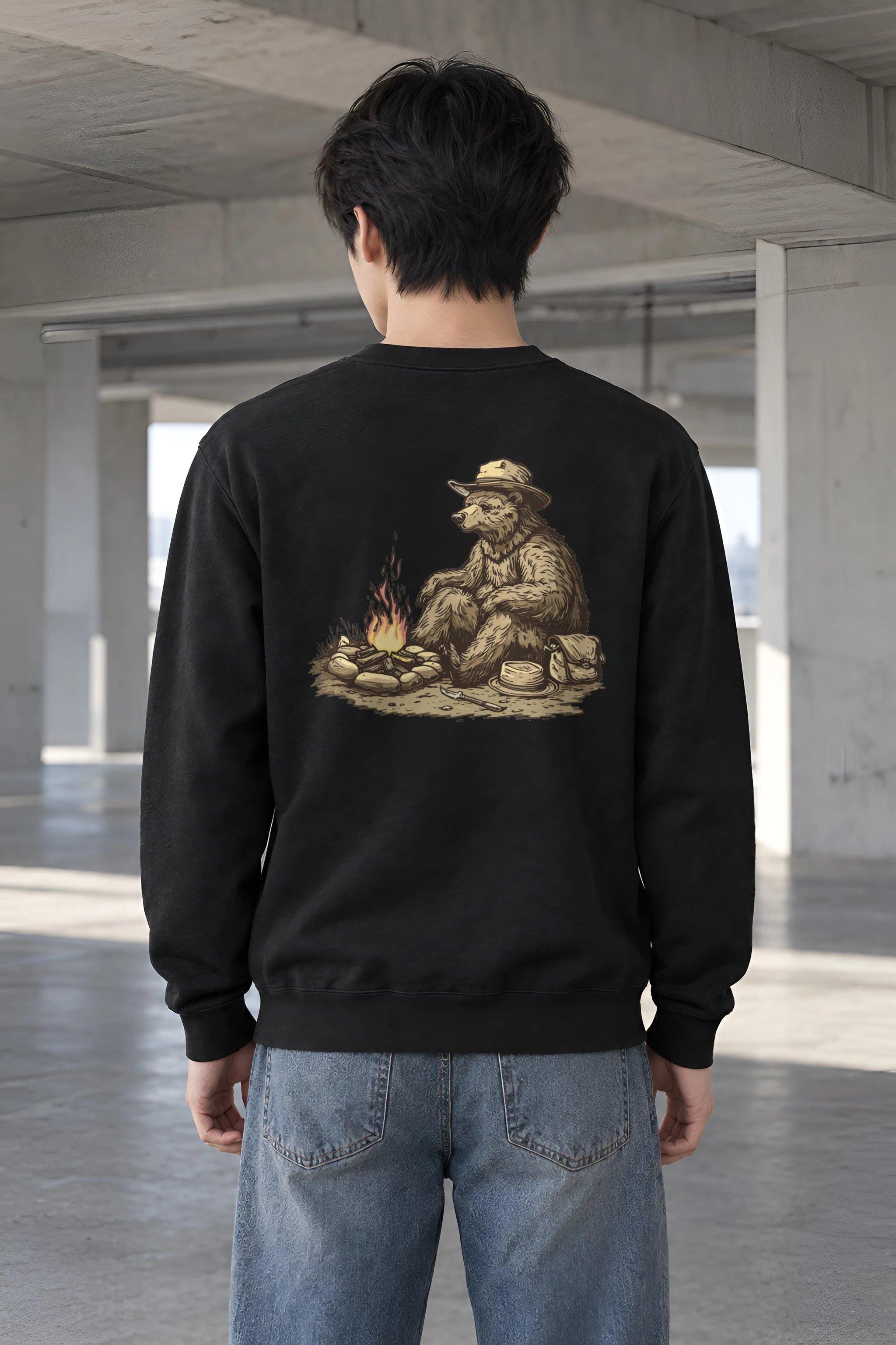 "Campfire Bear" Heavy Blend Unisex Crewneck Sweatshirt
