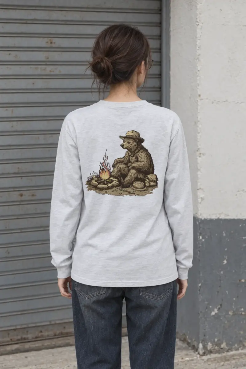 "Campfire Bear" Unisex Longsleeve T-shirt | Gildan 2400