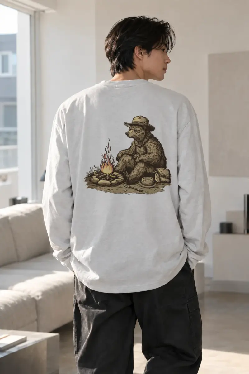 "Campfire Bear" Unisex Longsleeve T-shirt | Gildan 2400