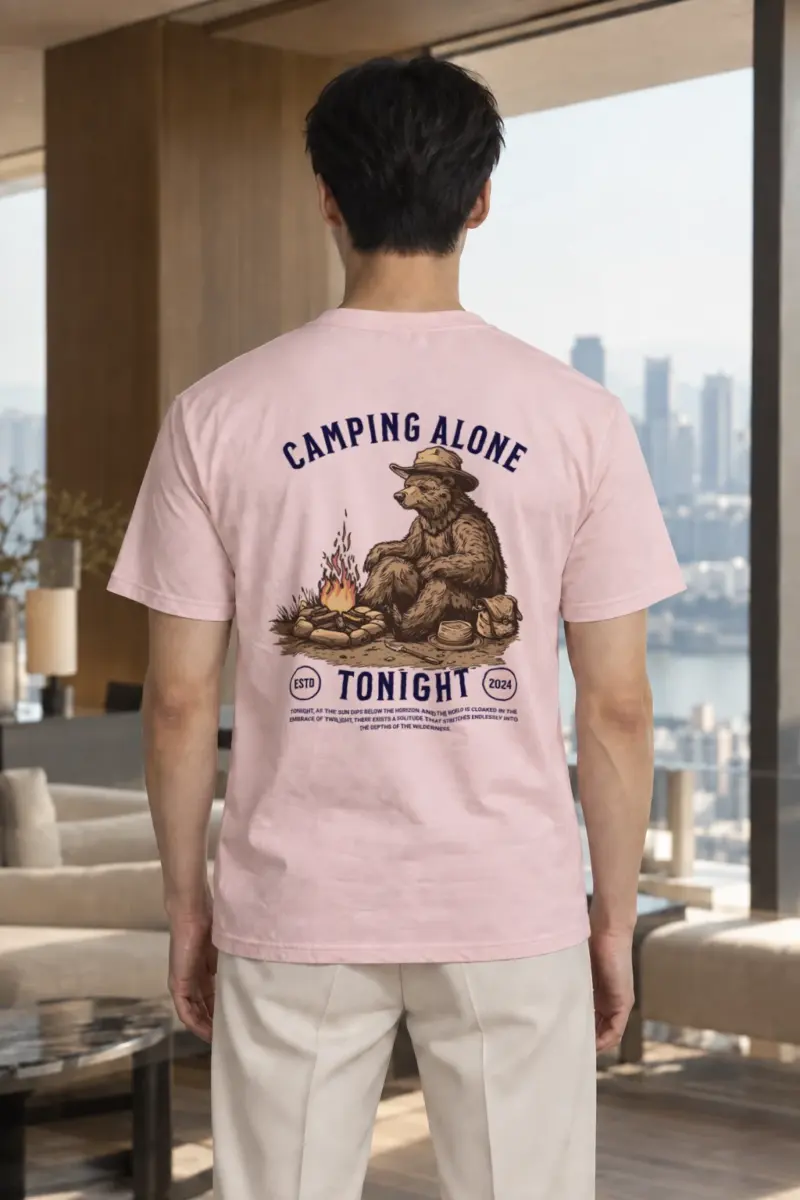 "Camping Alone Tonight" Heavyweight Unisex Crewneck T-shirt | Gildan 5000