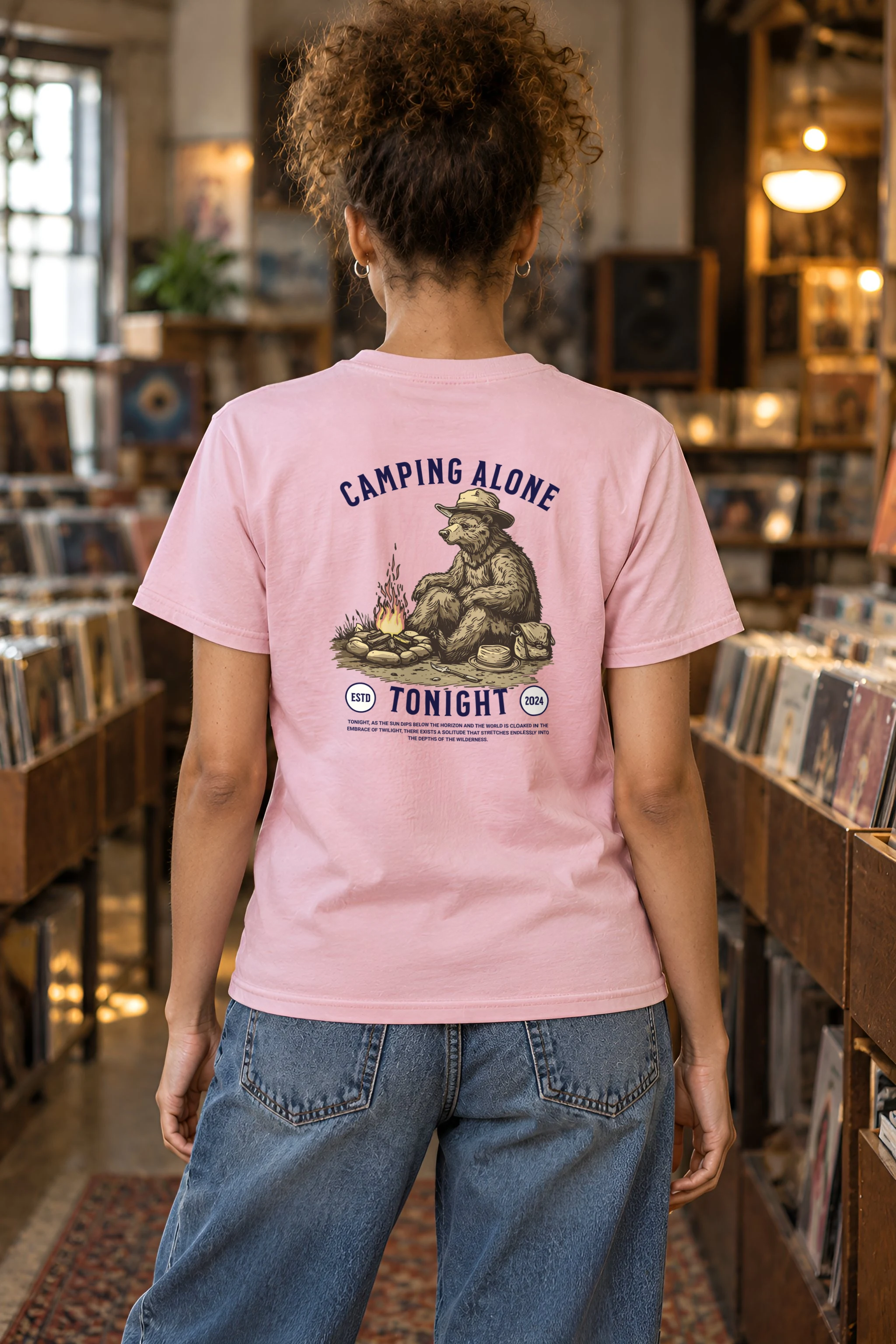 "Camping Alone Tonight" Heavyweight Unisex Crewneck T-shirt