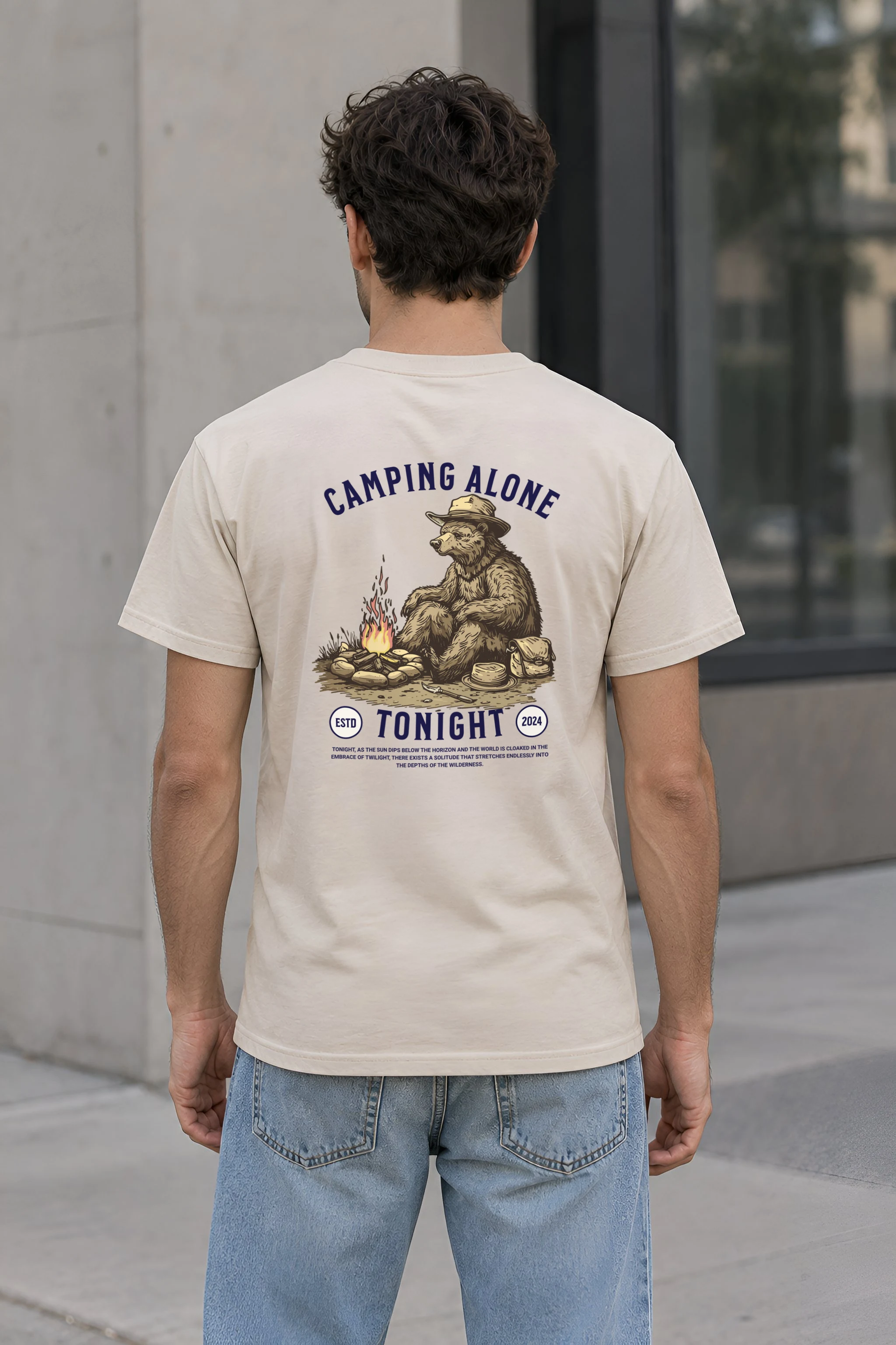 "Camping Alone Tonight" Heavyweight Unisex Crewneck T-shirt