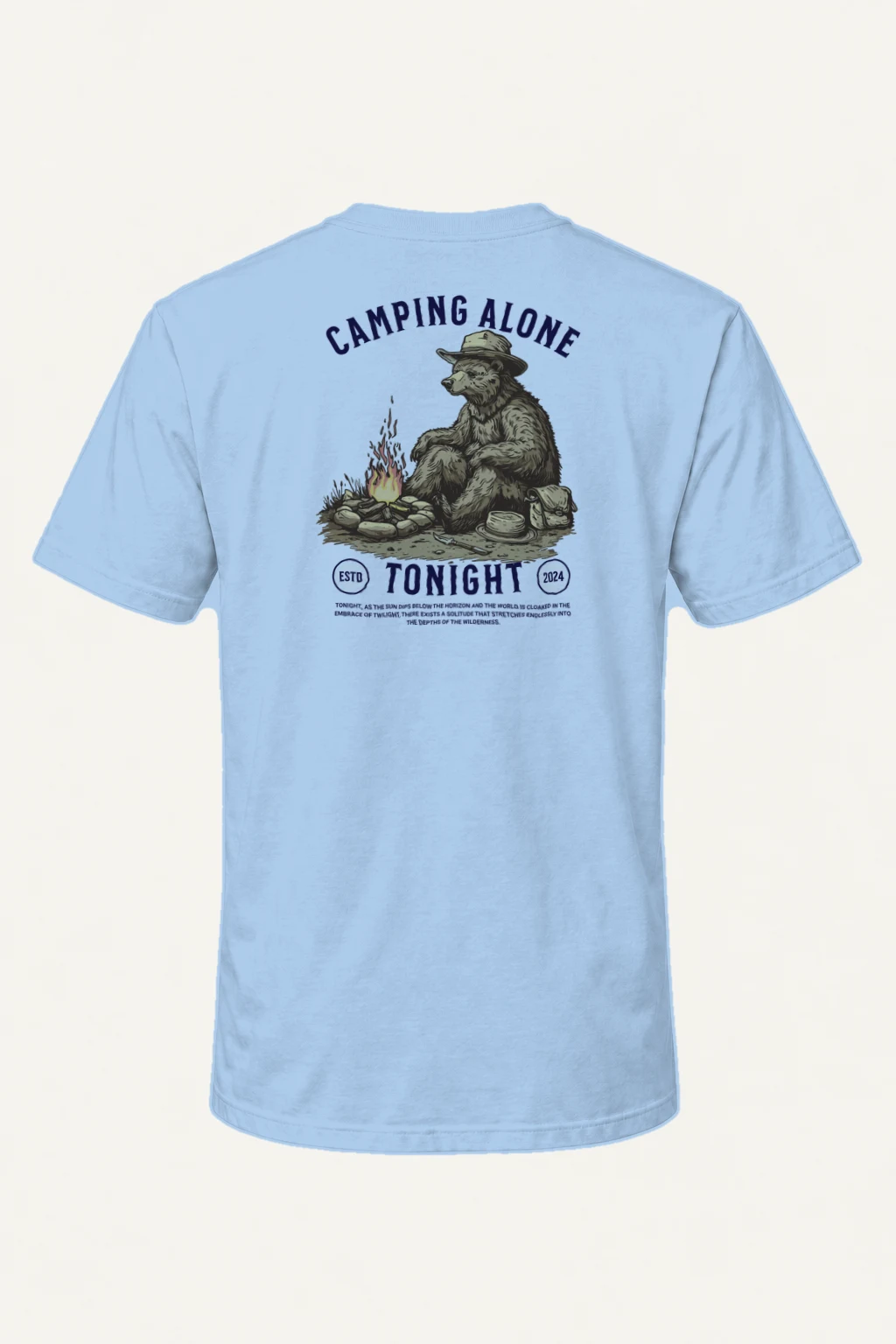 "Camping Alone Tonight" Heavyweight Unisex Crewneck T-shirt | Gildan 5000