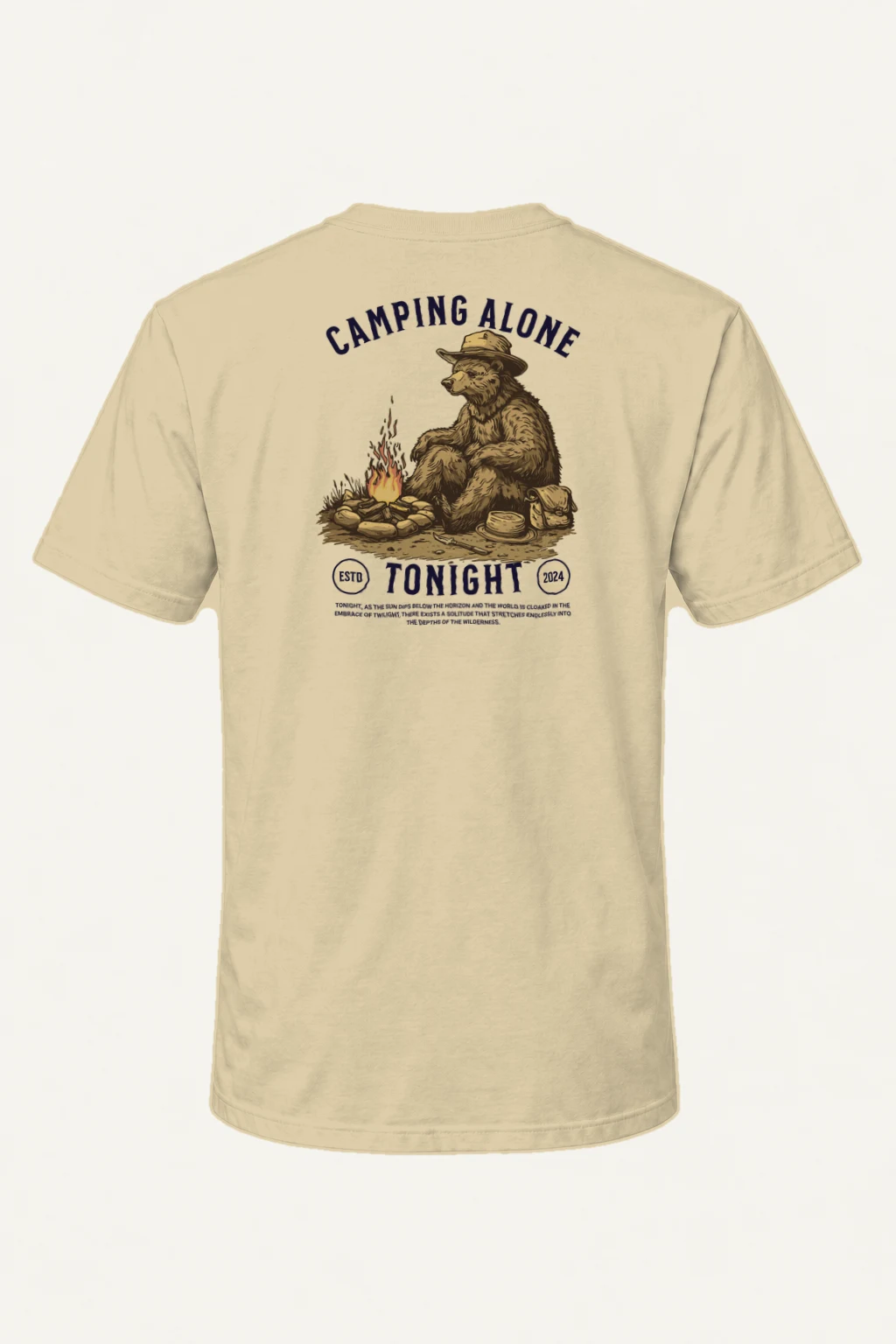 "Camping Alone Tonight" Heavyweight Unisex Crewneck T-shirt | Gildan 5000