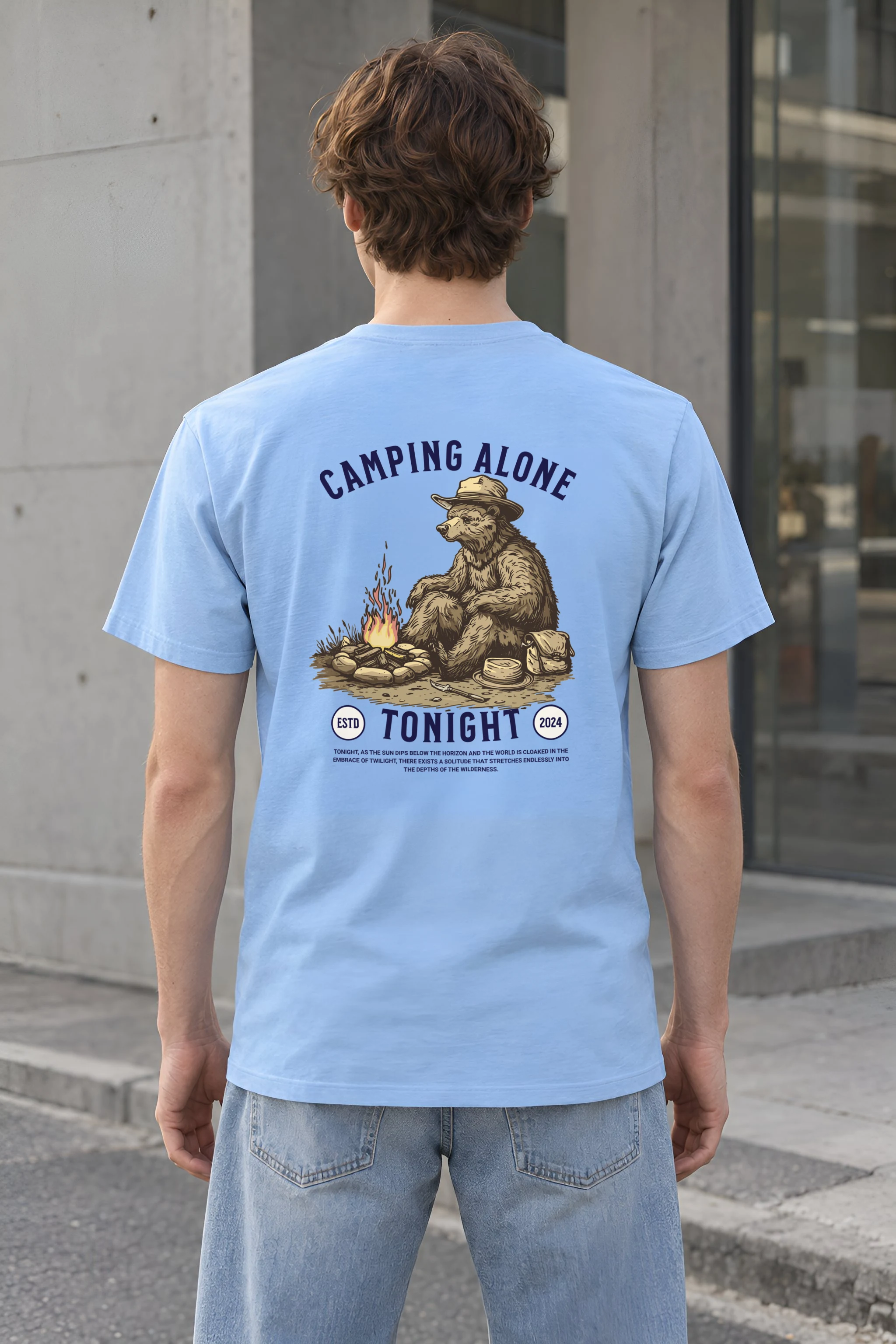 "Camping Alone Tonight" Heavyweight Unisex Crewneck T-shirt