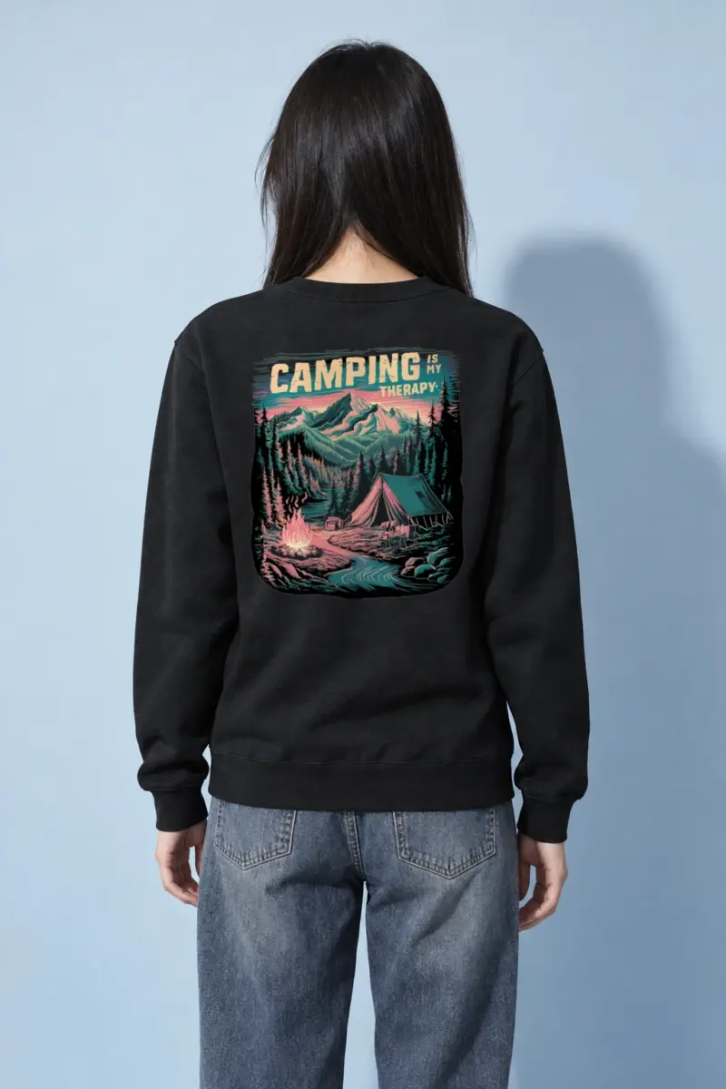 "Camping Is My Therapy" Heavy Blend Unisex Crewneck Sweatshirt | Gildan 18000