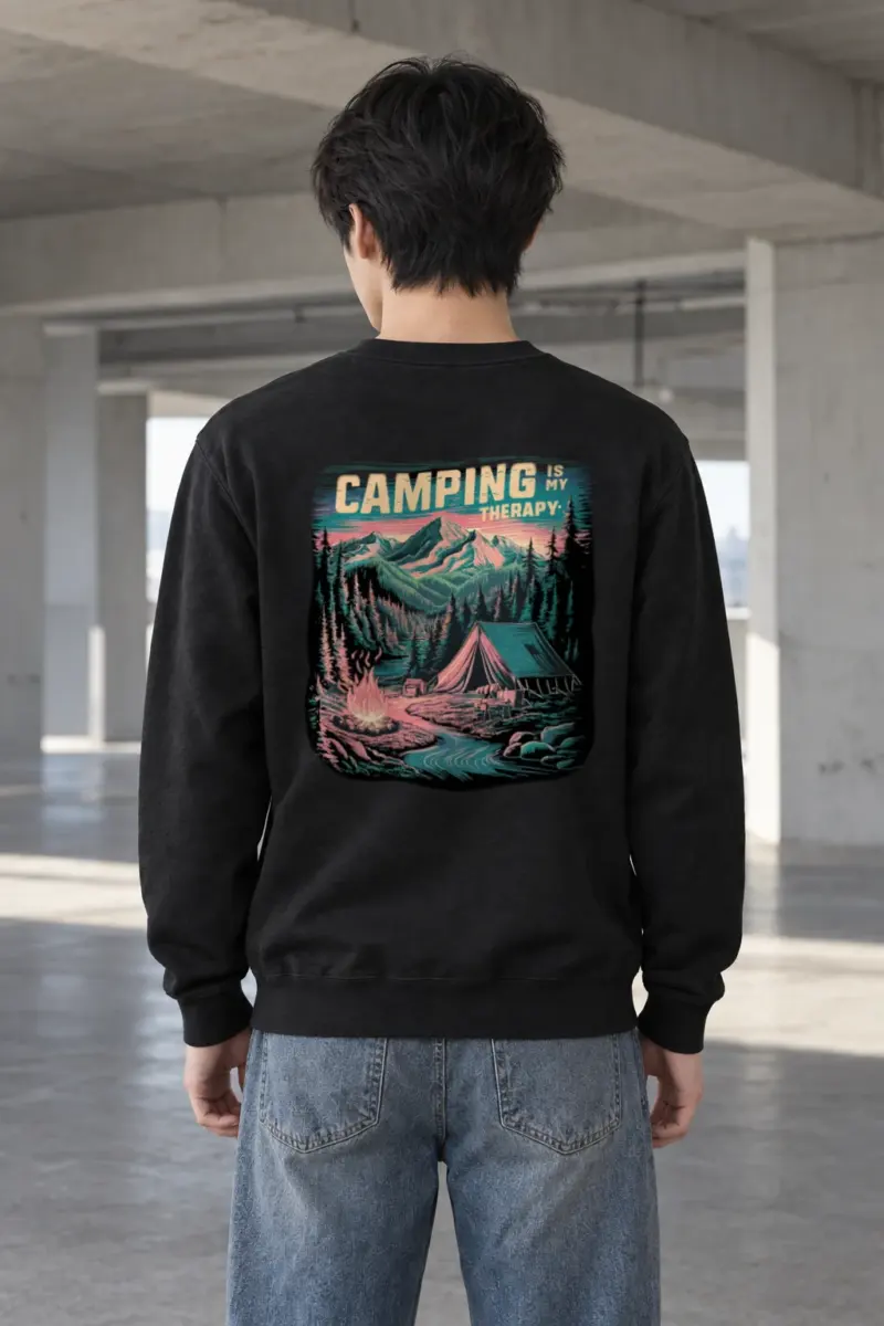 "Camping Is My Therapy" Heavy Blend Unisex Crewneck Sweatshirt