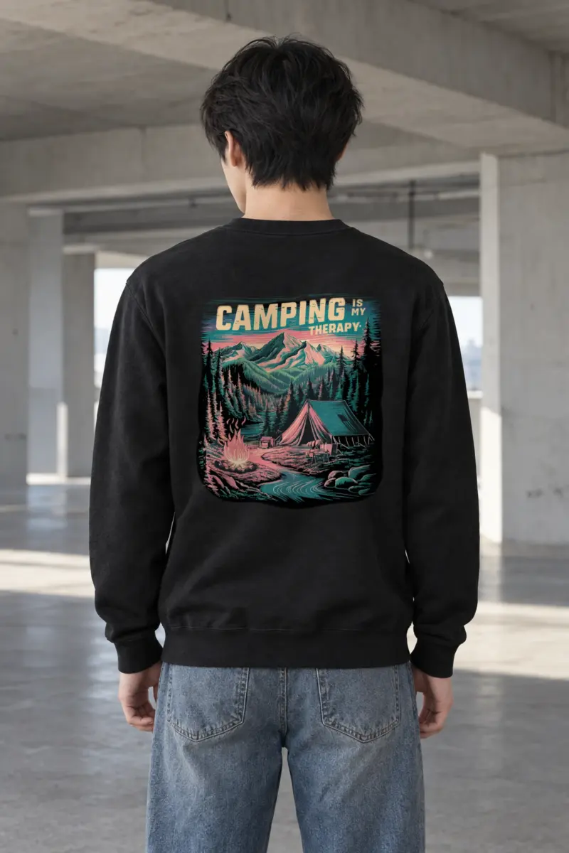 "Camping Is My Therapy" Heavy Blend Unisex Crewneck Sweatshirt