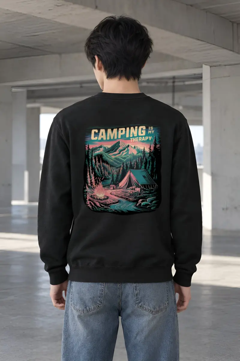 "Camping Is My Therapy" Heavy Blend Unisex Crewneck Sweatshirt