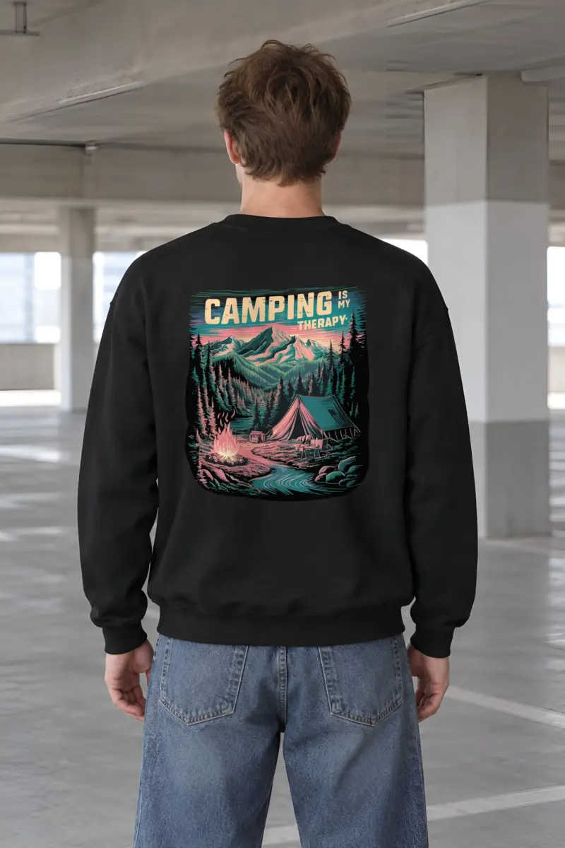 "Camping Is My Therapy" Heavy Blend Unisex Crewneck Sweatshirt