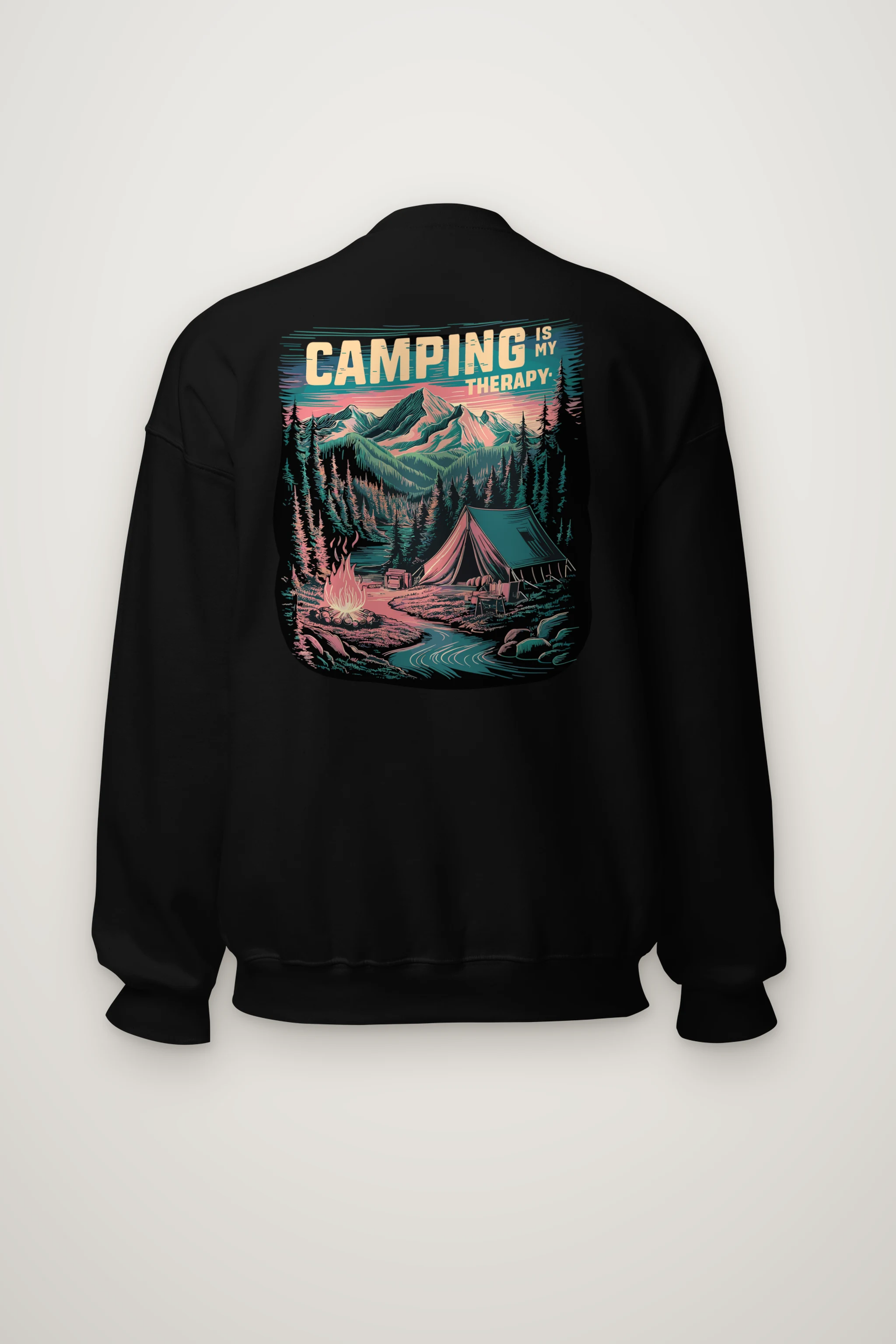 "Camping Is My Therapy" Heavy Blend Unisex Crewneck Sweatshirt