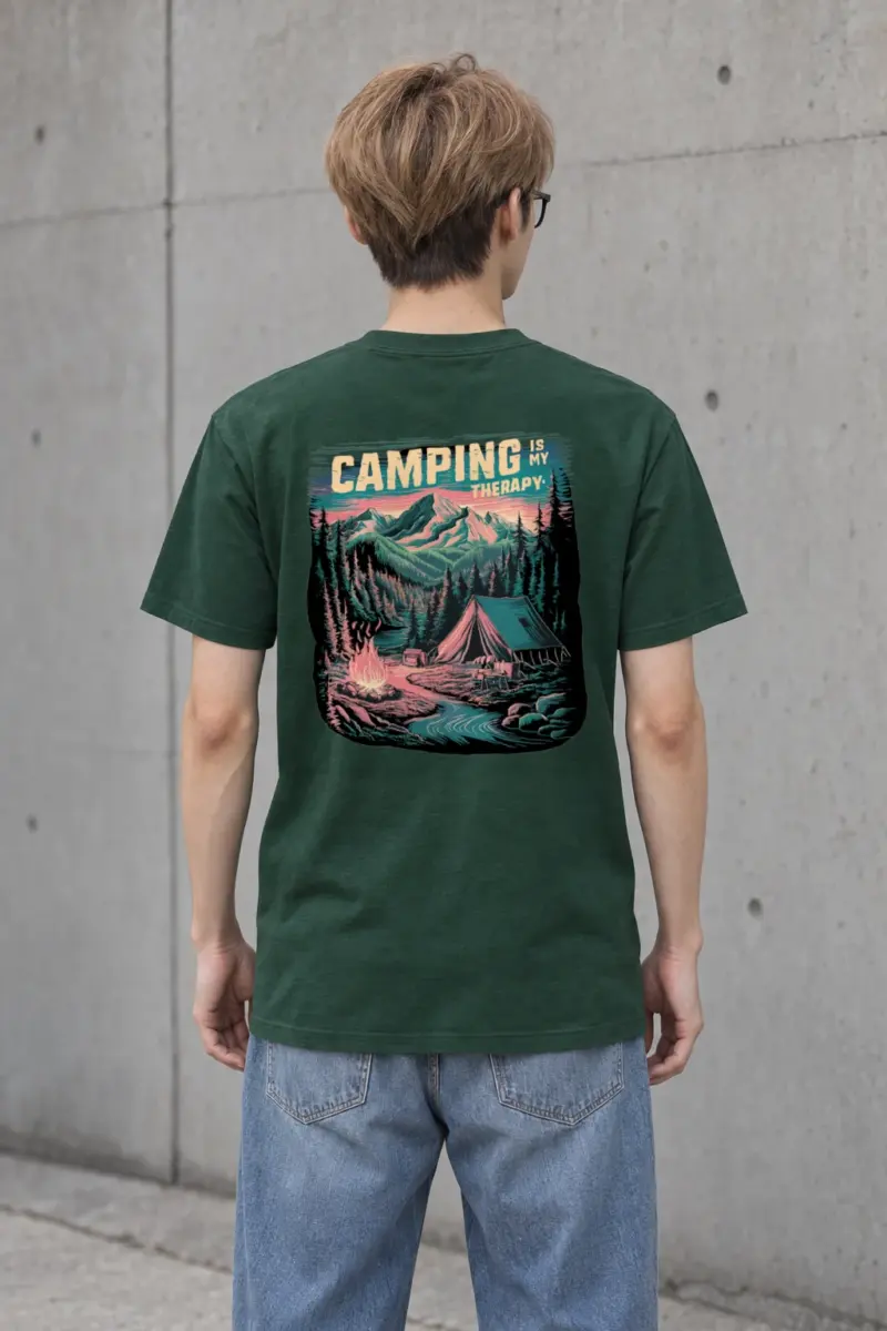 "Camping Is My Therapy" Heavyweight Unisex Crewneck T-shirt
