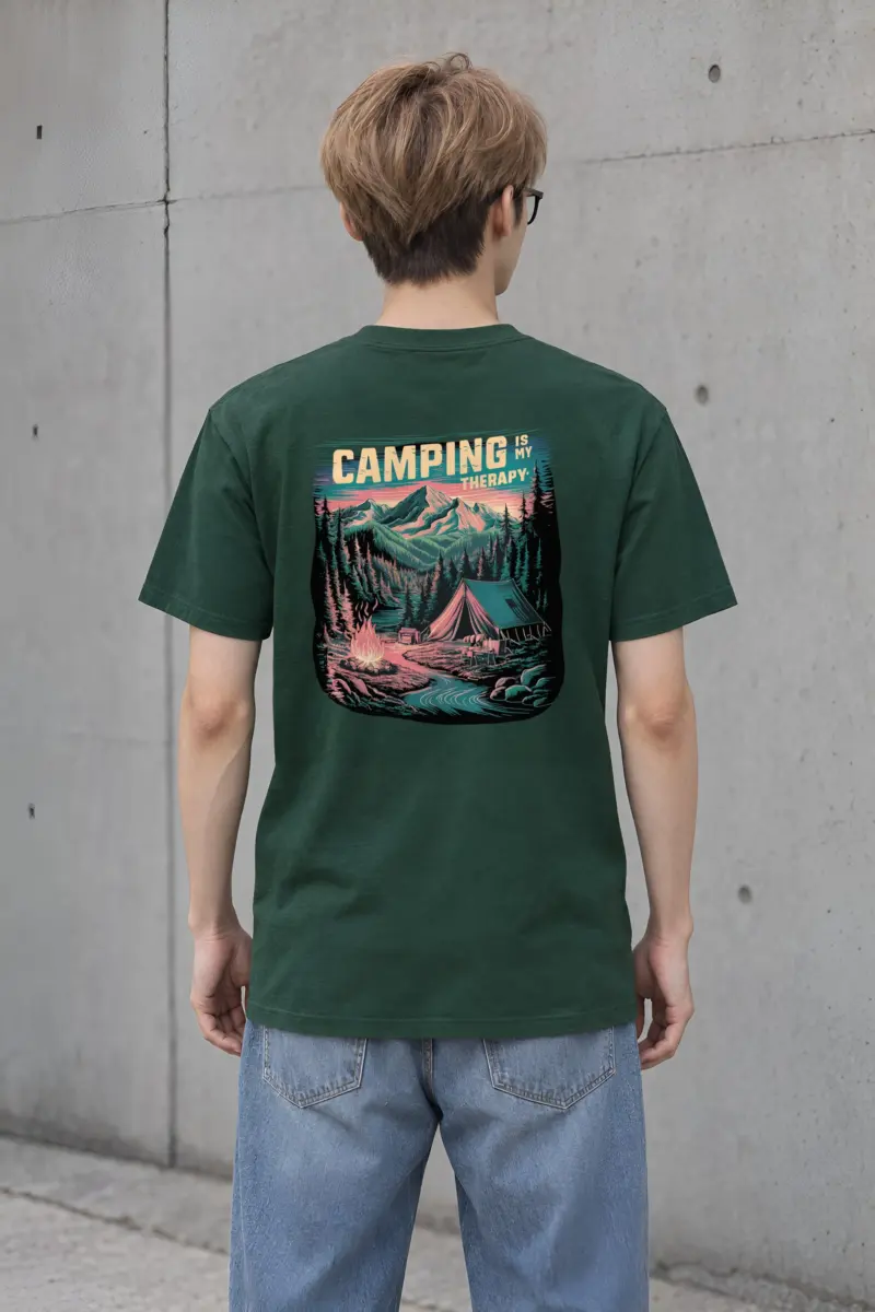 "Camping Is My Therapy" Heavyweight Unisex Crewneck T-shirt