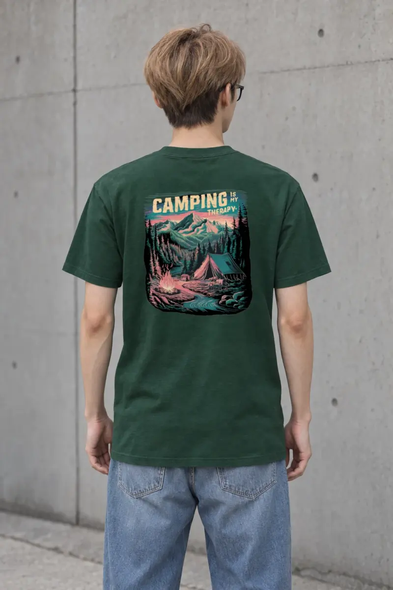 "Camping Is My Therapy" Heavyweight Unisex Crewneck T-shirt