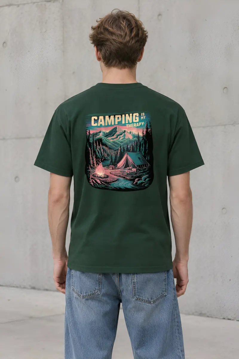 "Camping Is My Therapy" Heavyweight Unisex Crewneck T-shirt
