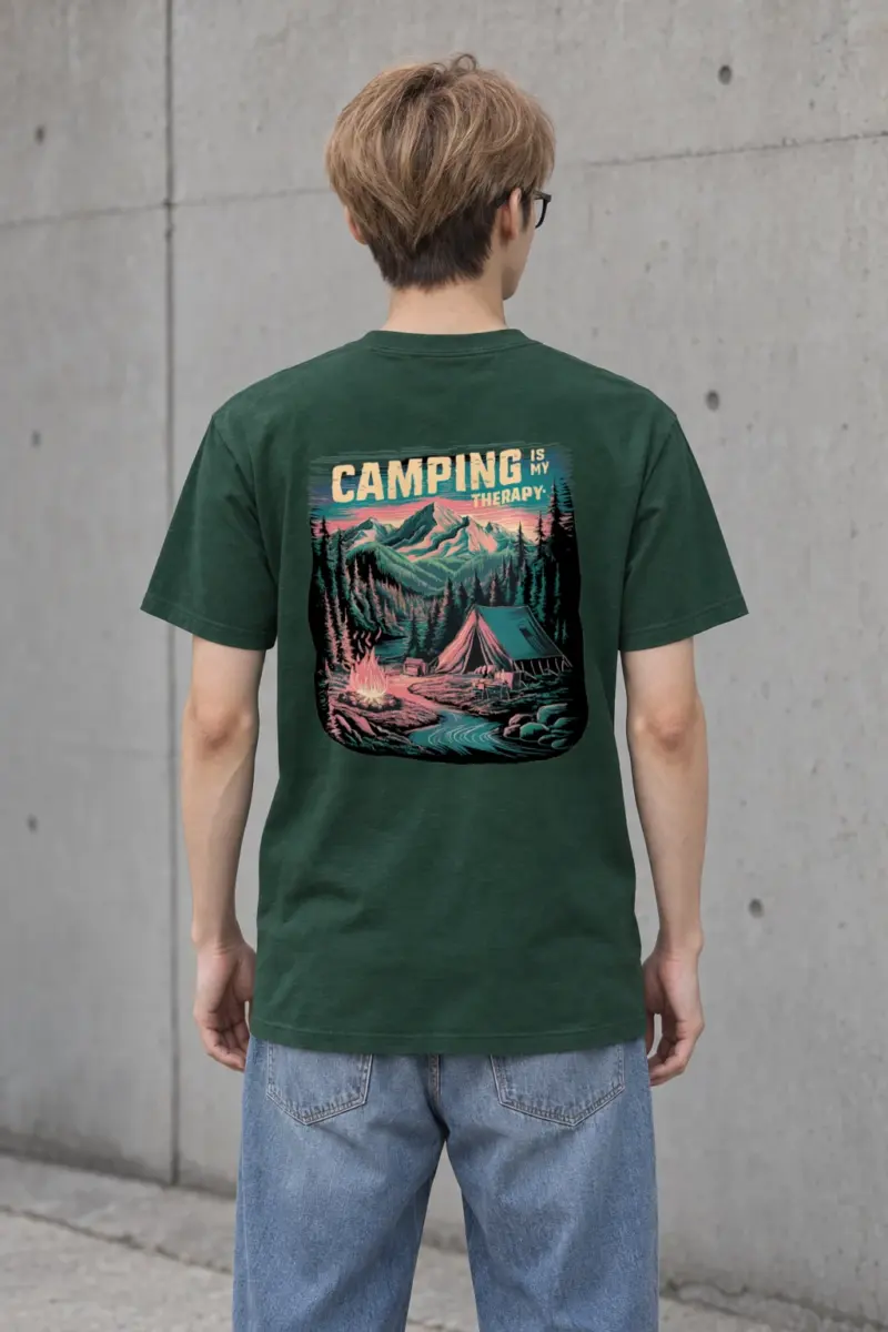 "Camping Is My Therapy" Heavyweight Unisex Crewneck T-shirt