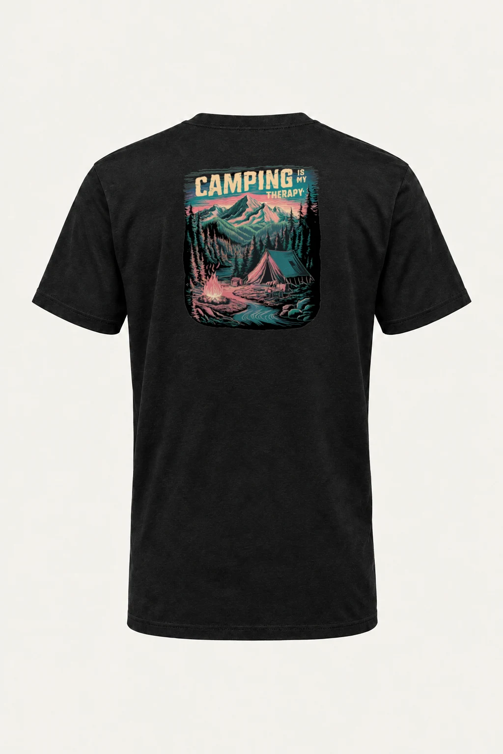 "Camping Is My Therapy" Heavyweight Unisex Crewneck T-shirt | Gildan 5000
