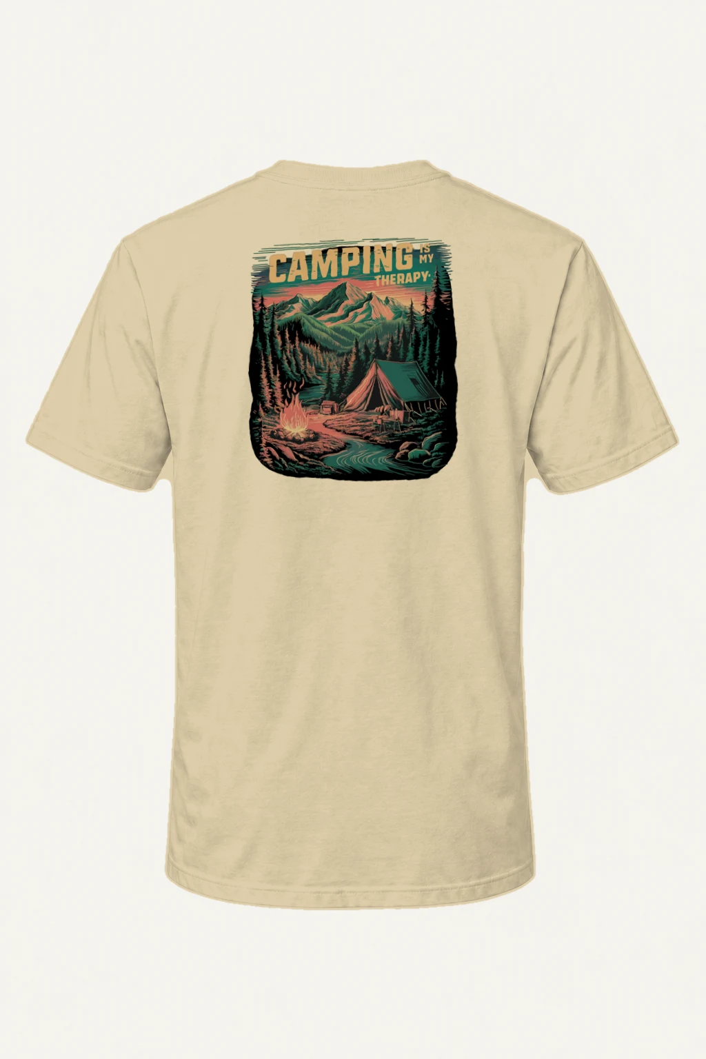 "Camping Is My Therapy" Heavyweight Unisex Crewneck T-shirt | Gildan 5000