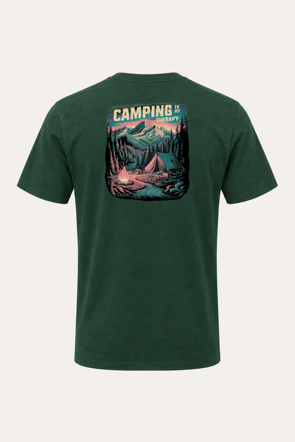 "Camping Is My Therapy" Heavyweight Unisex Crewneck T-shirt | Gildan 5000