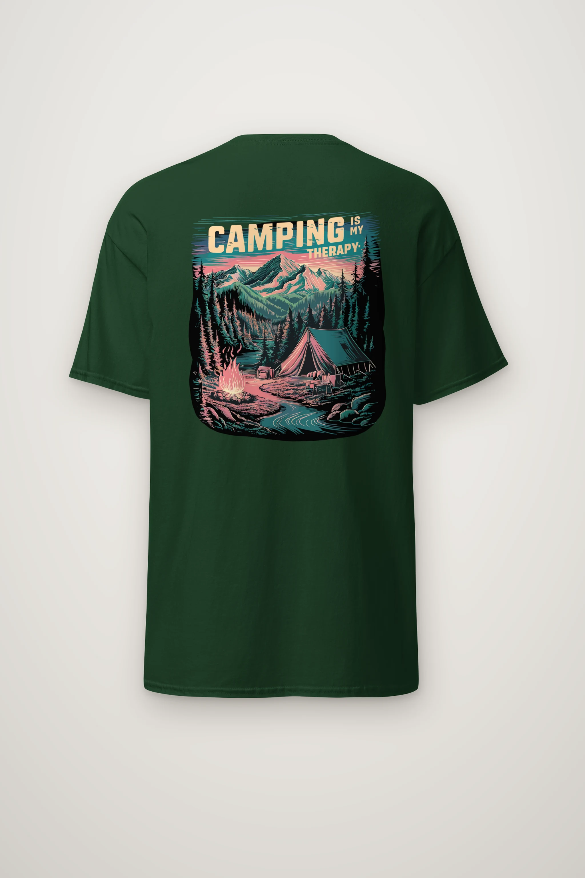 "Camping Is My Therapy" Heavyweight Unisex Crewneck T-shirt