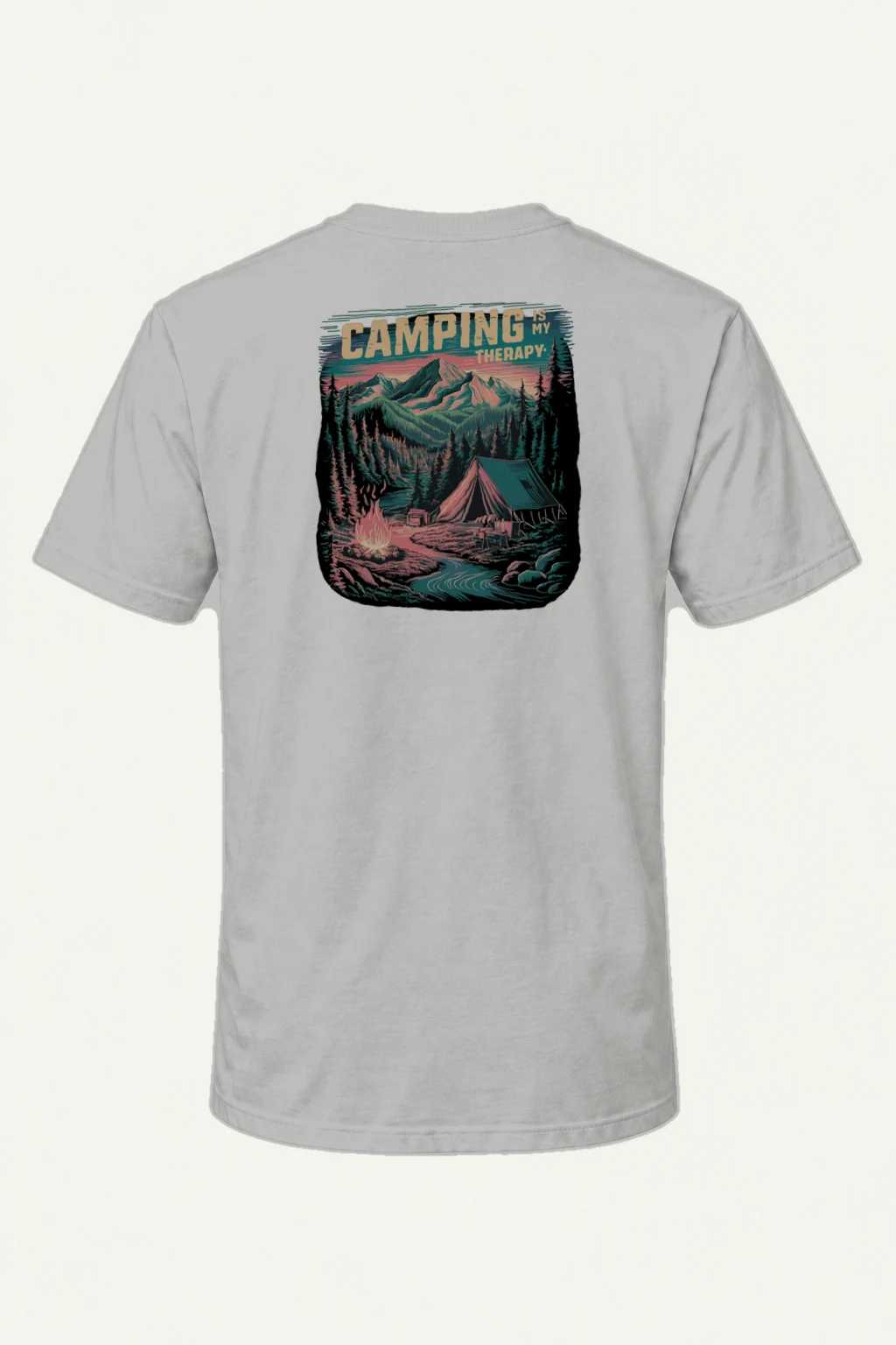 "Camping Is My Therapy" Heavyweight Unisex Crewneck T-shirt | Gildan 5000