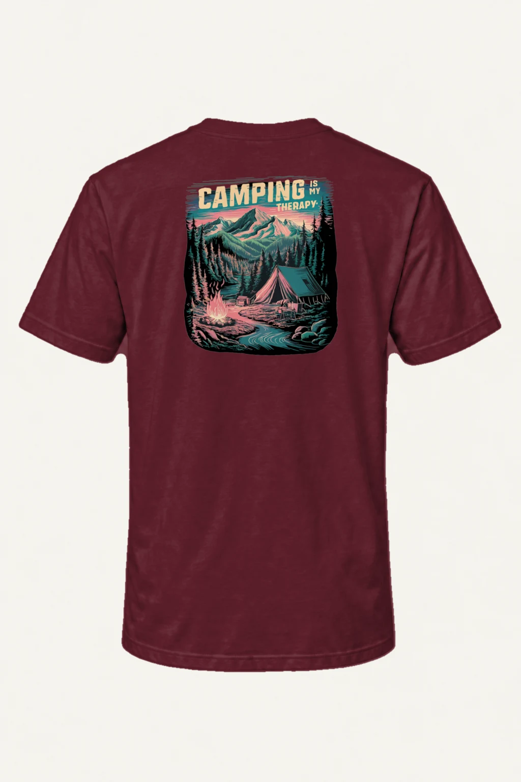 "Camping Is My Therapy" Heavyweight Unisex Crewneck T-shirt | Gildan 5000