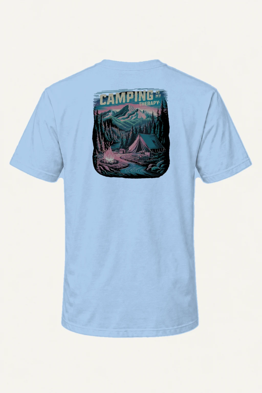 "Camping Is My Therapy" Heavyweight Unisex Crewneck T-shirt | Gildan 5000