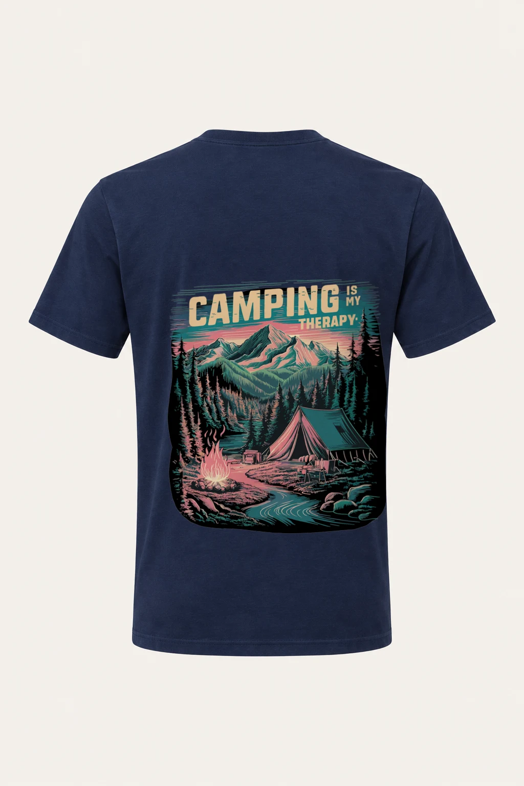 "Camping Is My Therapy" Heavyweight Unisex Crewneck T-shirt | Gildan 5000