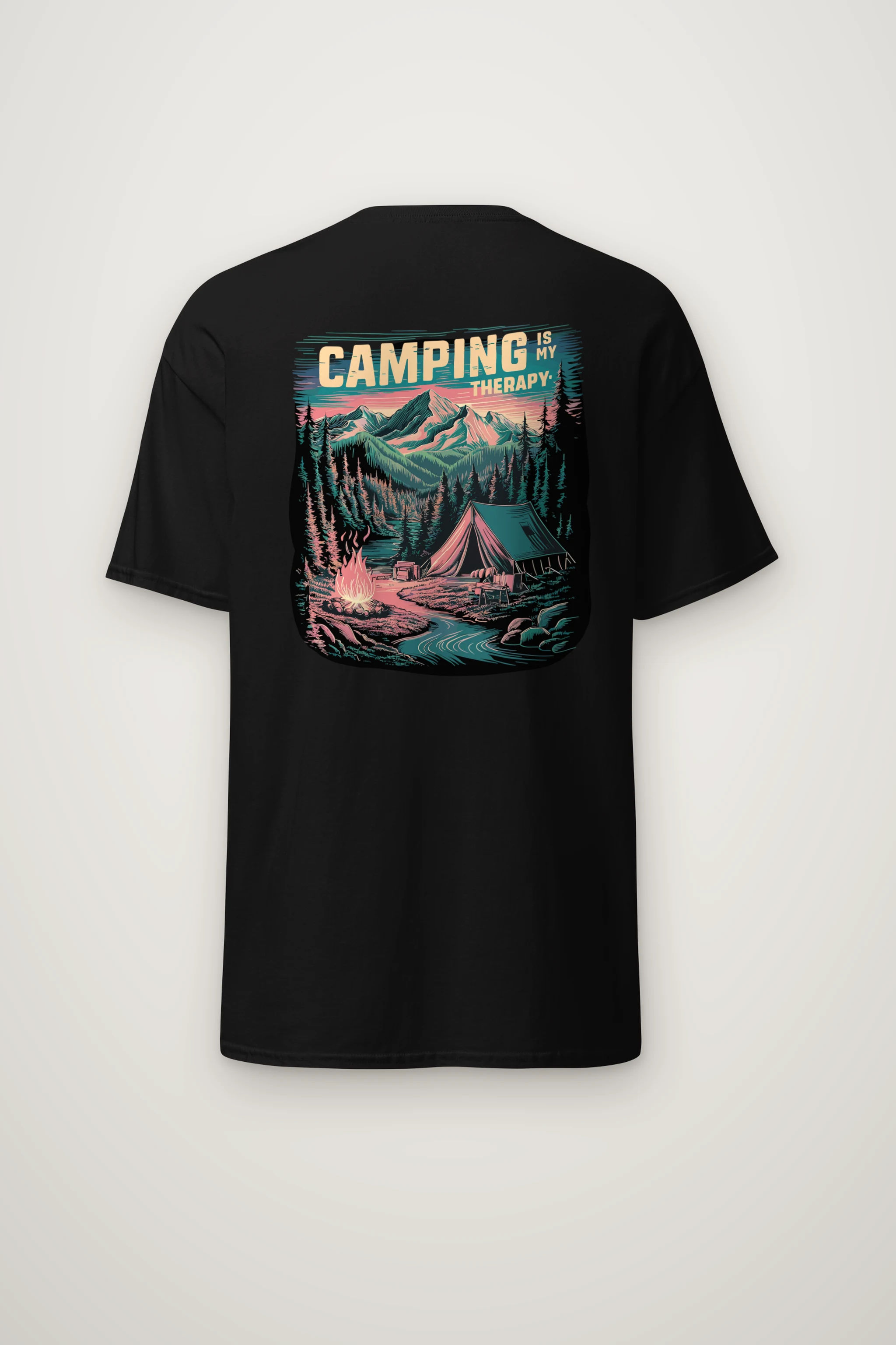 "Camping Is My Therapy" Heavyweight Unisex Crewneck T-shirt