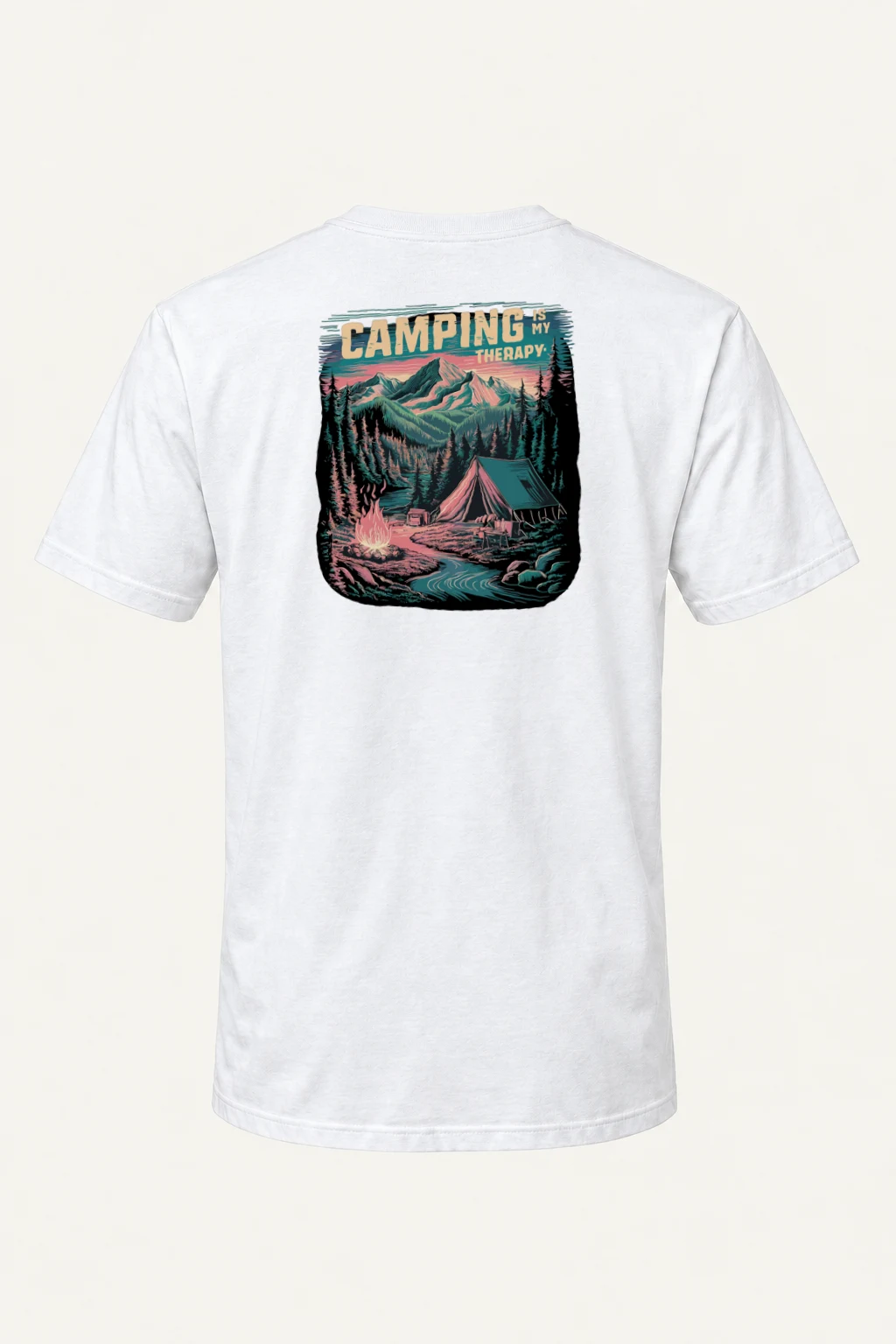 "Camping Is My Therapy" Heavyweight Unisex Crewneck T-shirt | Gildan 5000