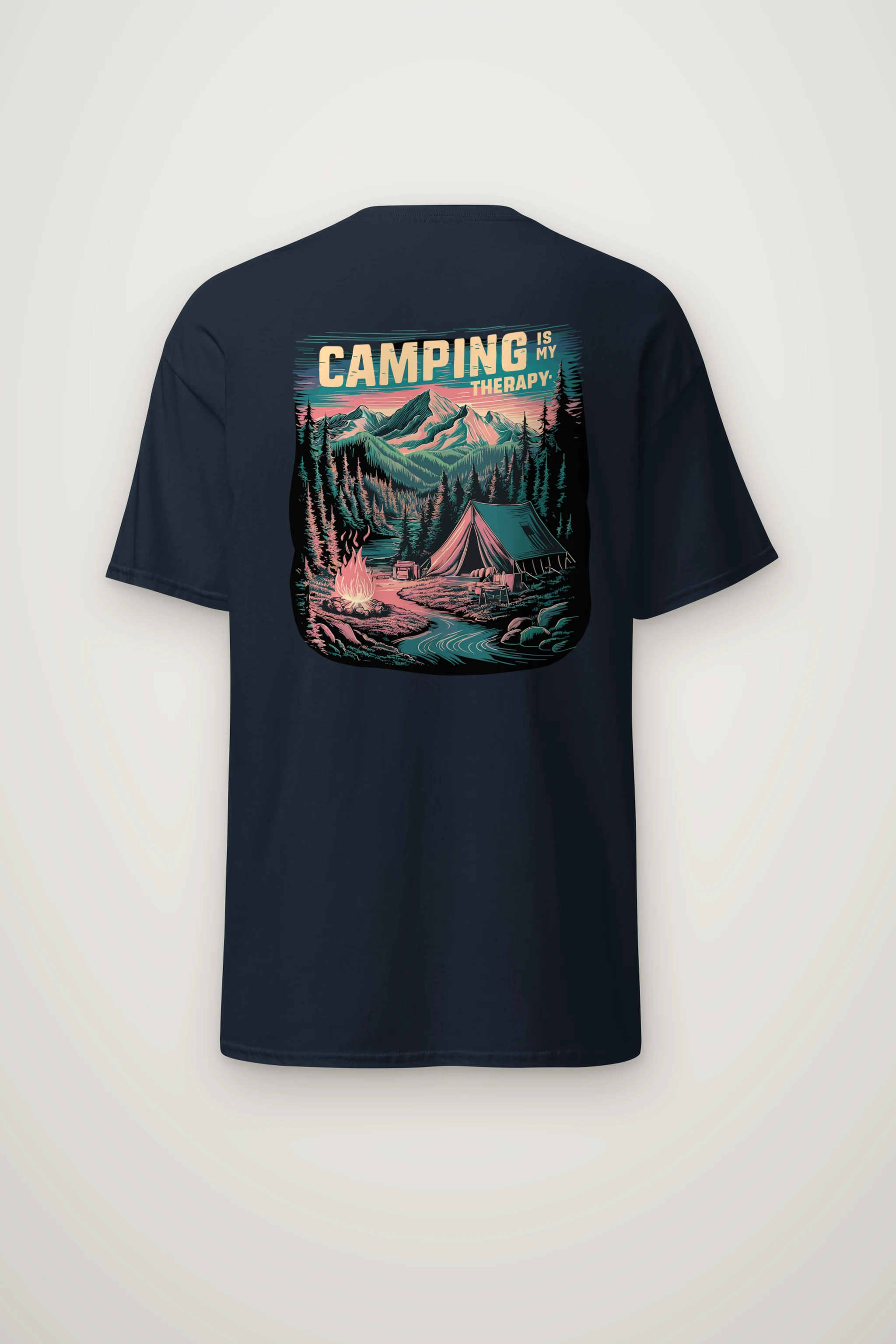 "Camping Is My Therapy" Heavyweight Unisex Crewneck T-shirt