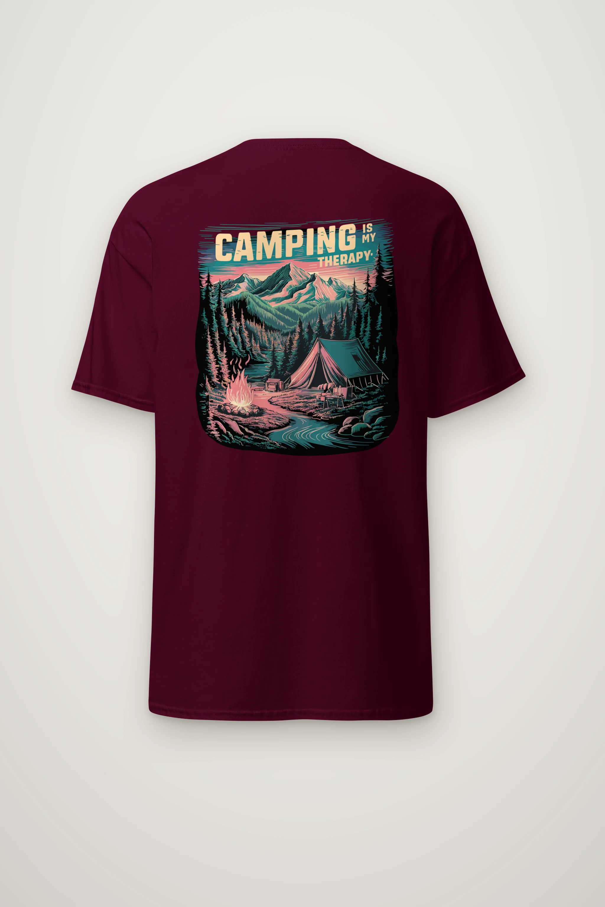 "Camping Is My Therapy" Heavyweight Unisex Crewneck T-shirt