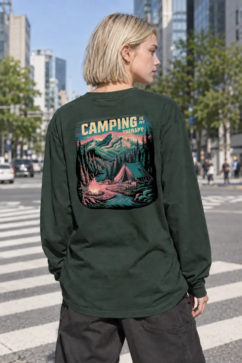 "Camping Is My Therapy" Unisex Longsleeve T-shirt | Gildan 2400