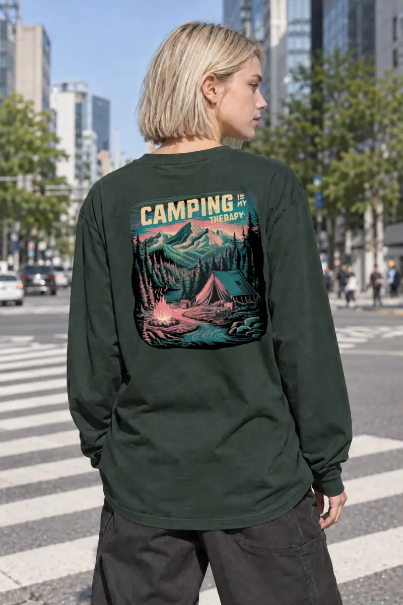 "Camping Is My Therapy" Unisex Longsleeve T-shirt | Gildan 2400