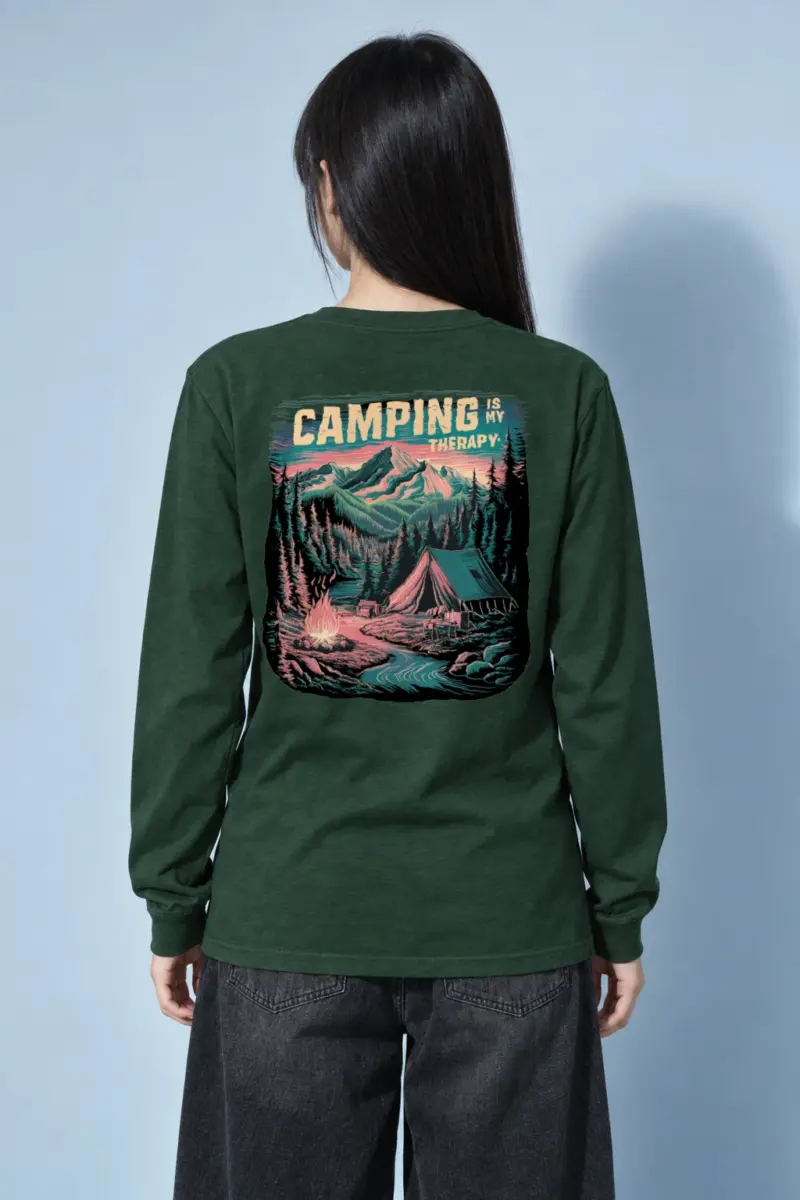 "Camping Is My Therapy" Unisex Longsleeve T-shirt | Gildan 2400