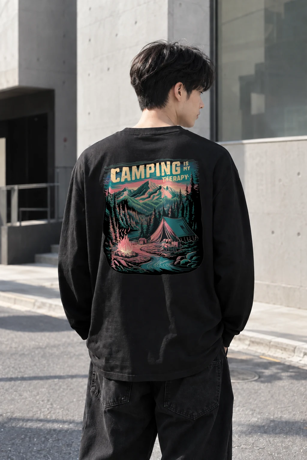 "Camping Is My Therapy" Unisex Longsleeve T-shirt | Gildan 2400