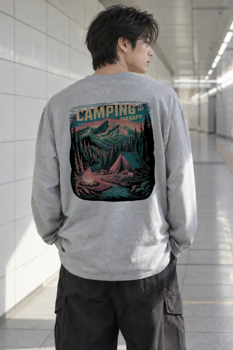 "Camping Is My Therapy" Unisex Longsleeve T-shirt | Gildan 2400