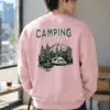 "Camping Woodcut" Heavy Blend Unisex Crewneck Sweatshirt | Gildan 18000
